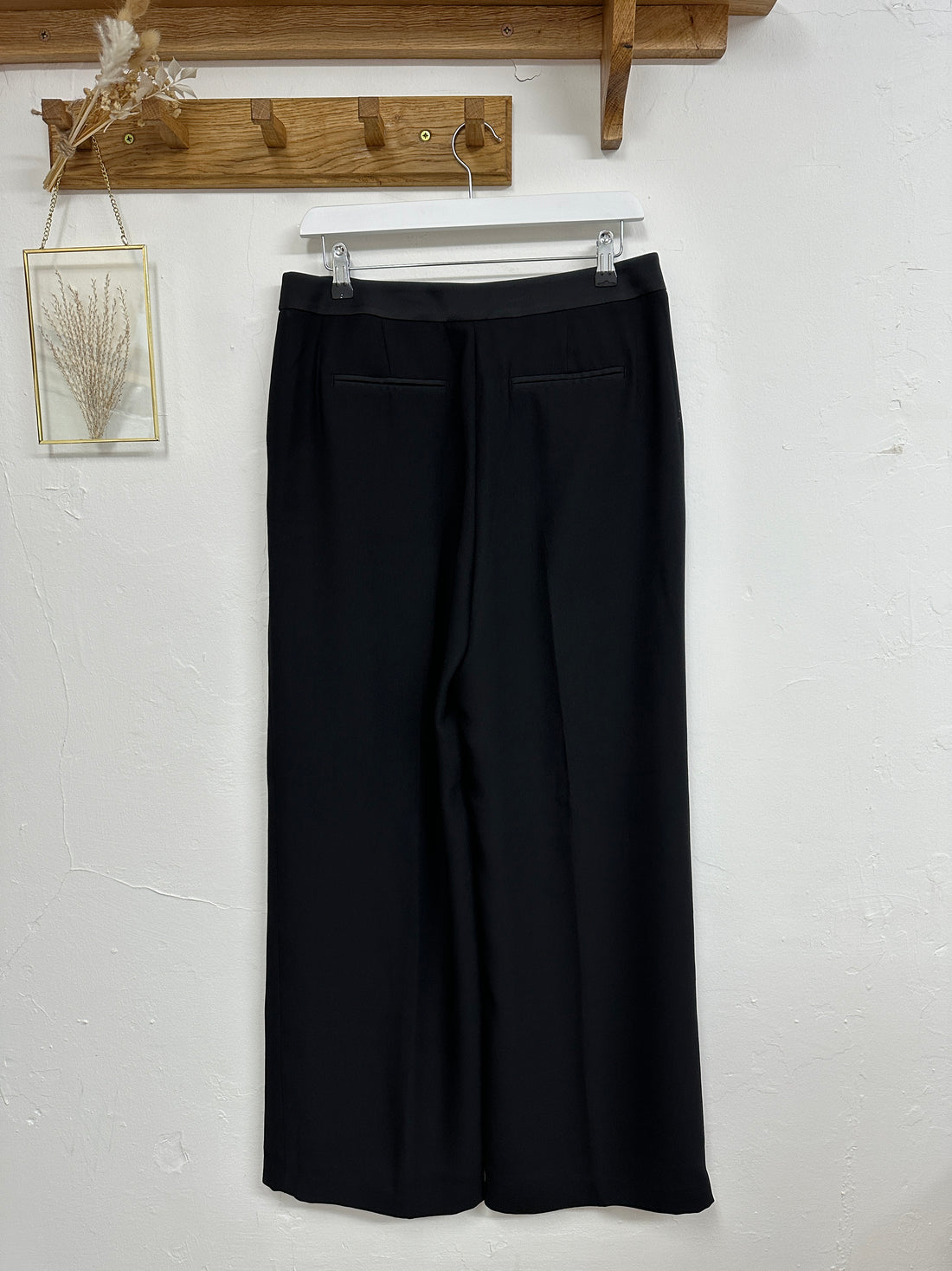 Boden Black Wide Leg Pleat Trousers - Size 12