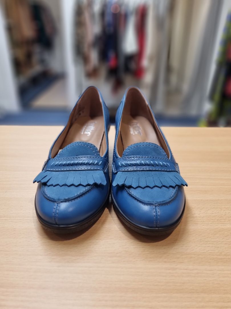 Hotter Blue Low Wedge Loafer - Size 5