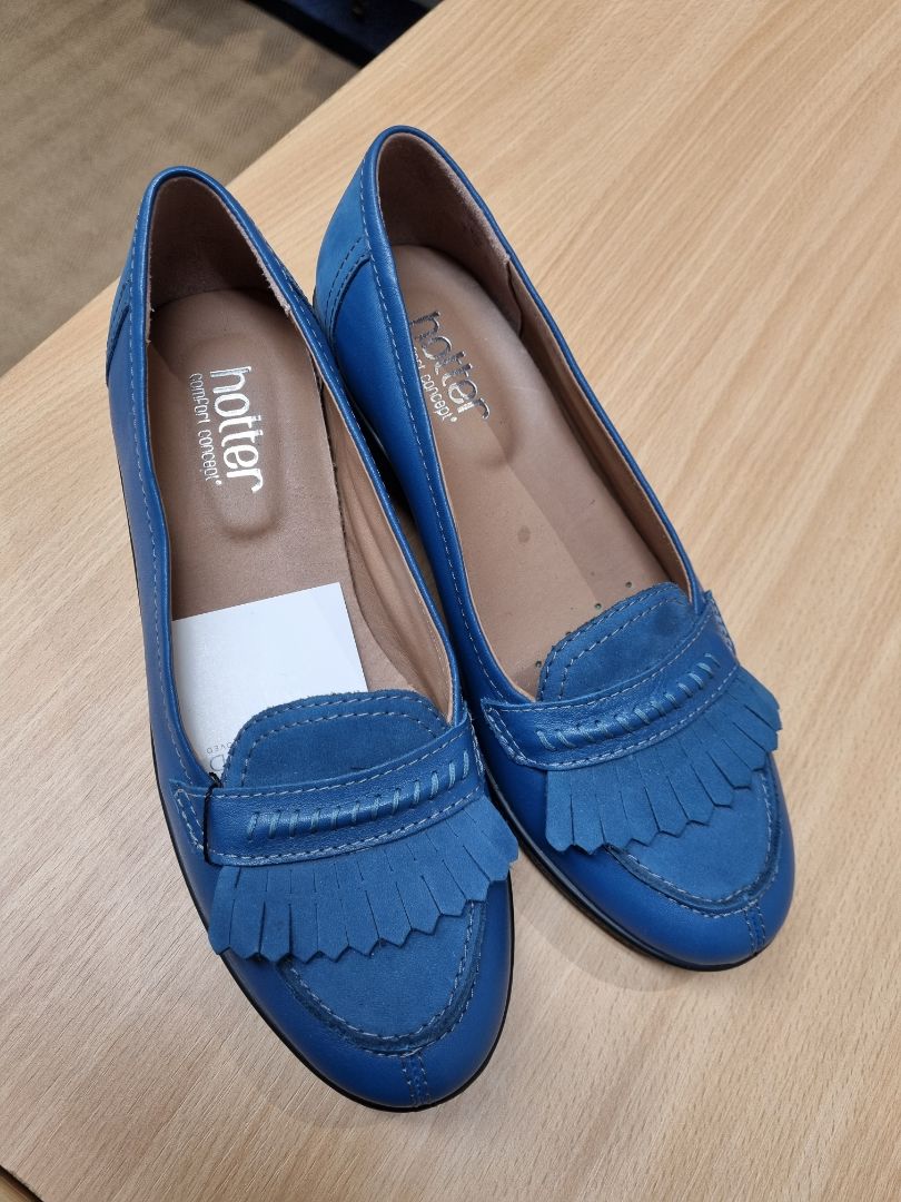 Hotter Blue Low Wedge Loafer - Size 5