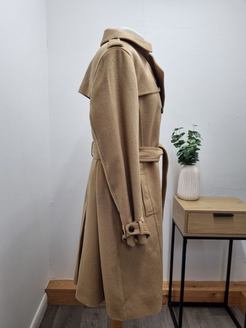 Hobbs Camel Wool Belted Coat - Size 18