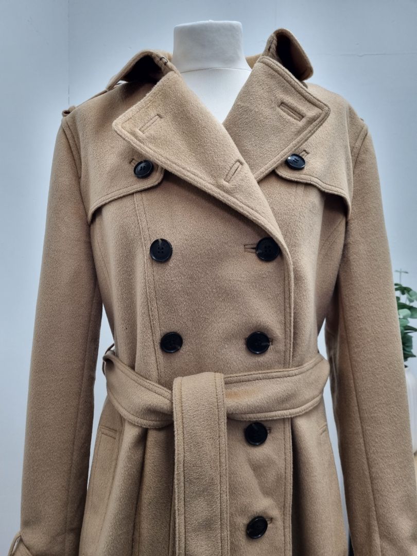 Hobbs Camel Wool Belted Coat - Size 18