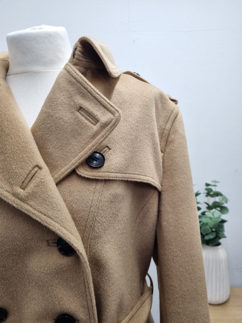 Hobbs Camel Wool Belted Coat - Size 18