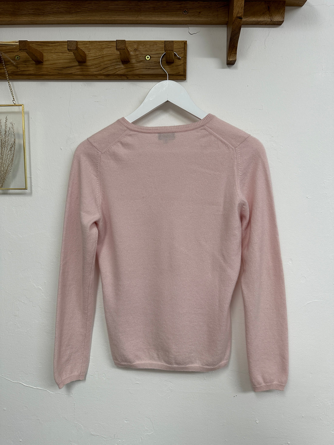 Jaeger Light Pink Cashmere V-Neck Jumper - Size M