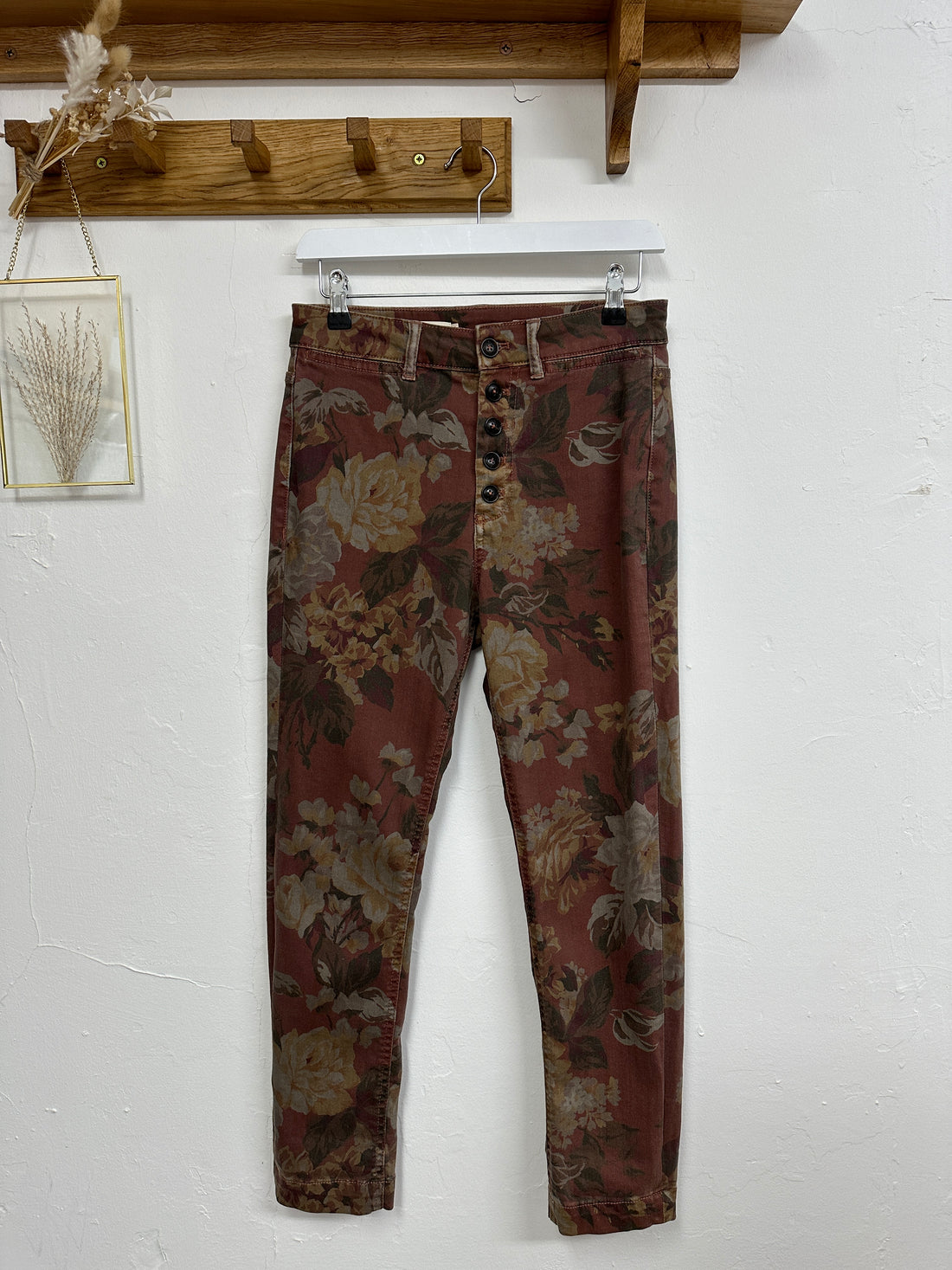 Pilcro & the Letterpress Burgundy Floral Skinny Jeans - Size 10