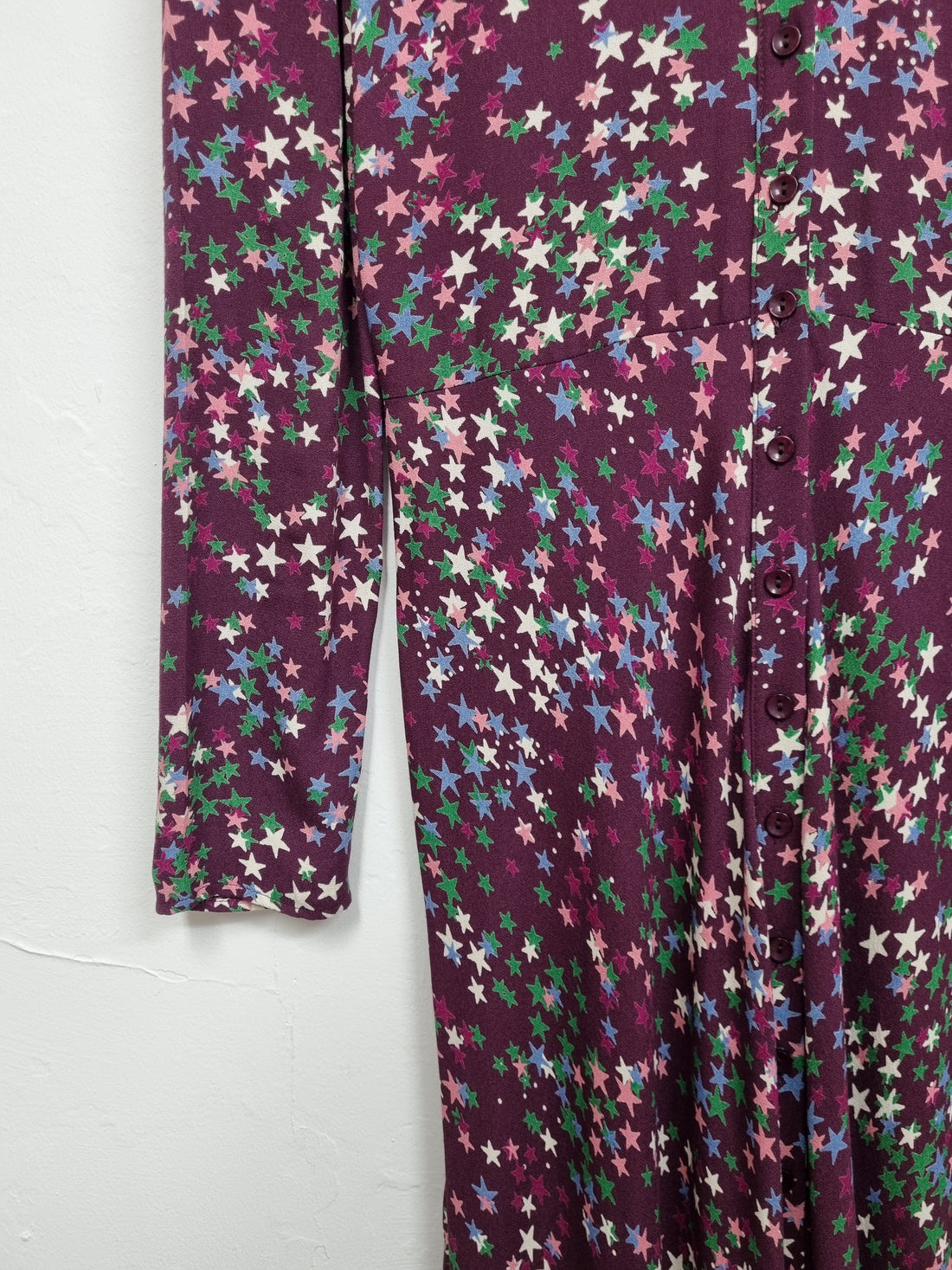 Ghost London Purple Star Print Midi Dress - Size S (10)