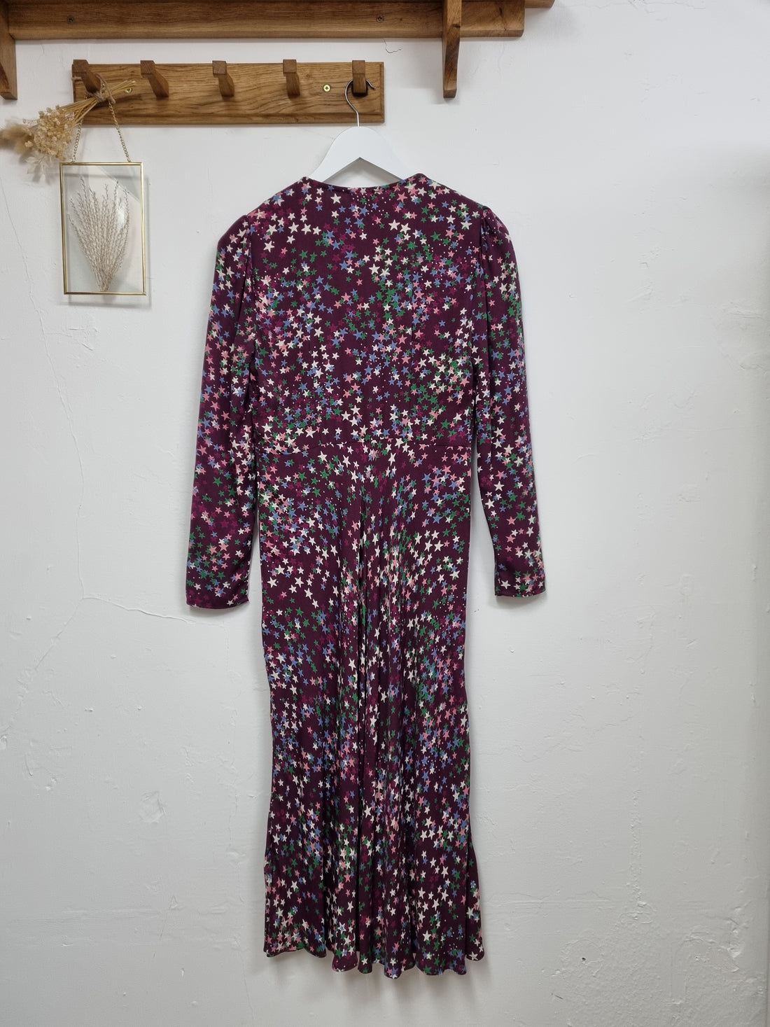 Ghost London Purple Star Print Midi Dress - Size S (10)