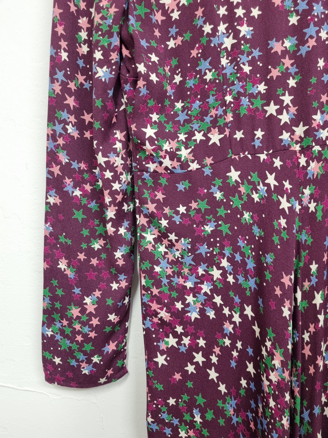 Ghost London Purple Star Print Midi Dress - Size S (10)