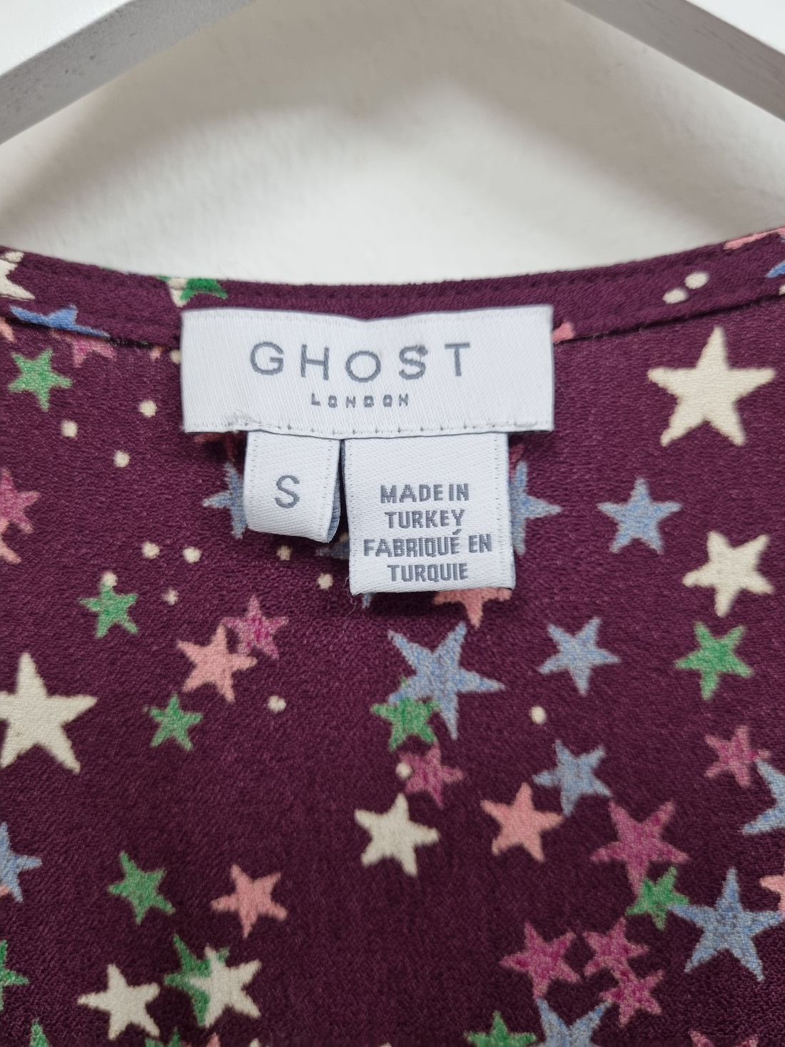 Ghost London Purple Star Print Midi Dress - Size S (10)