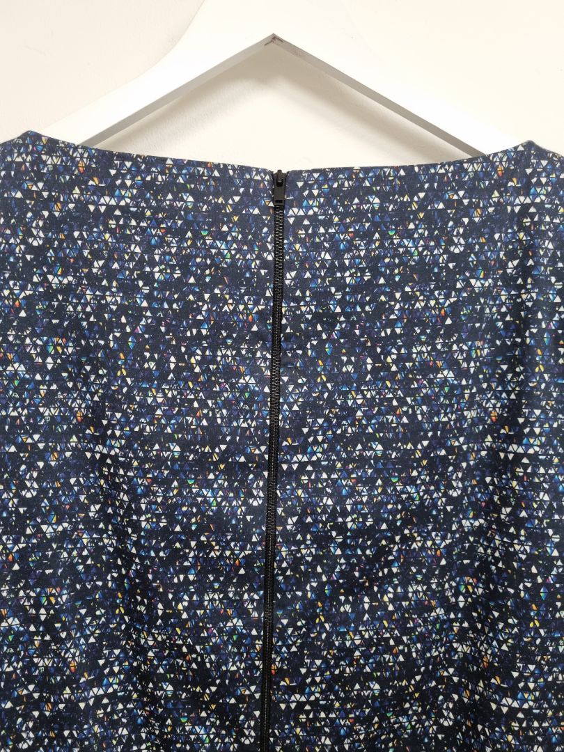 COS Navy Triangle print Zip Tunic Dress - Size 16