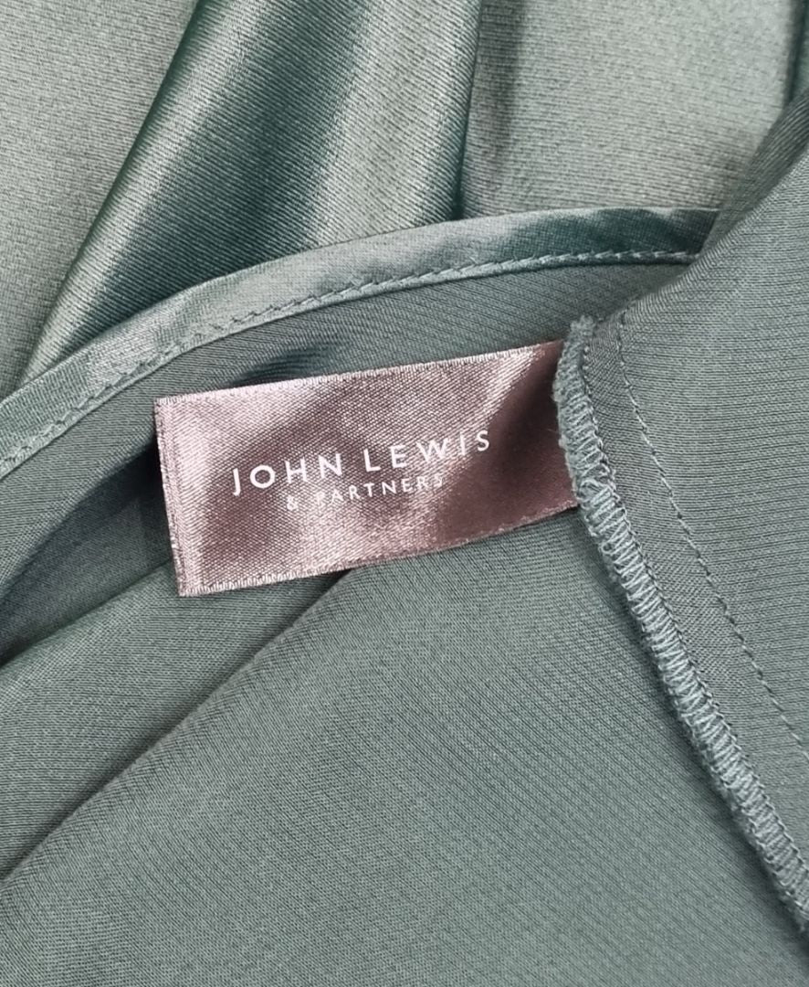 John Lewis Green Satin Midi Skirt - Size 12