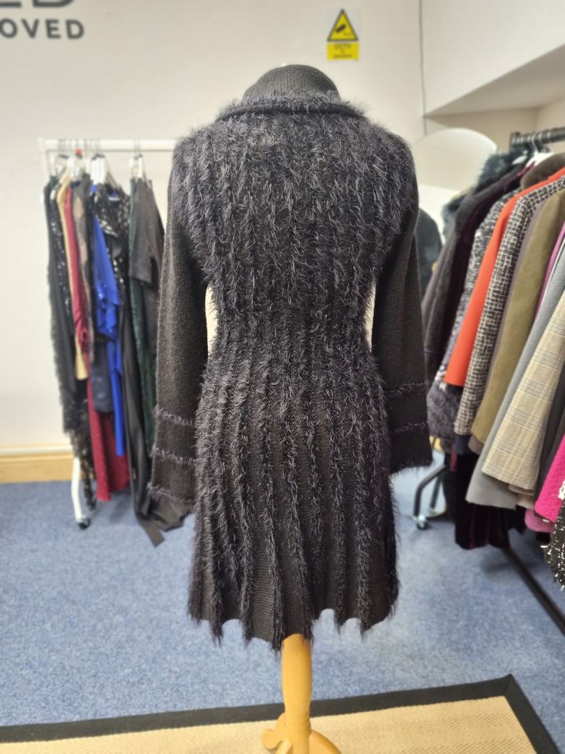 Per Una Black Long Mohair Fluffy Cardigan - Size S