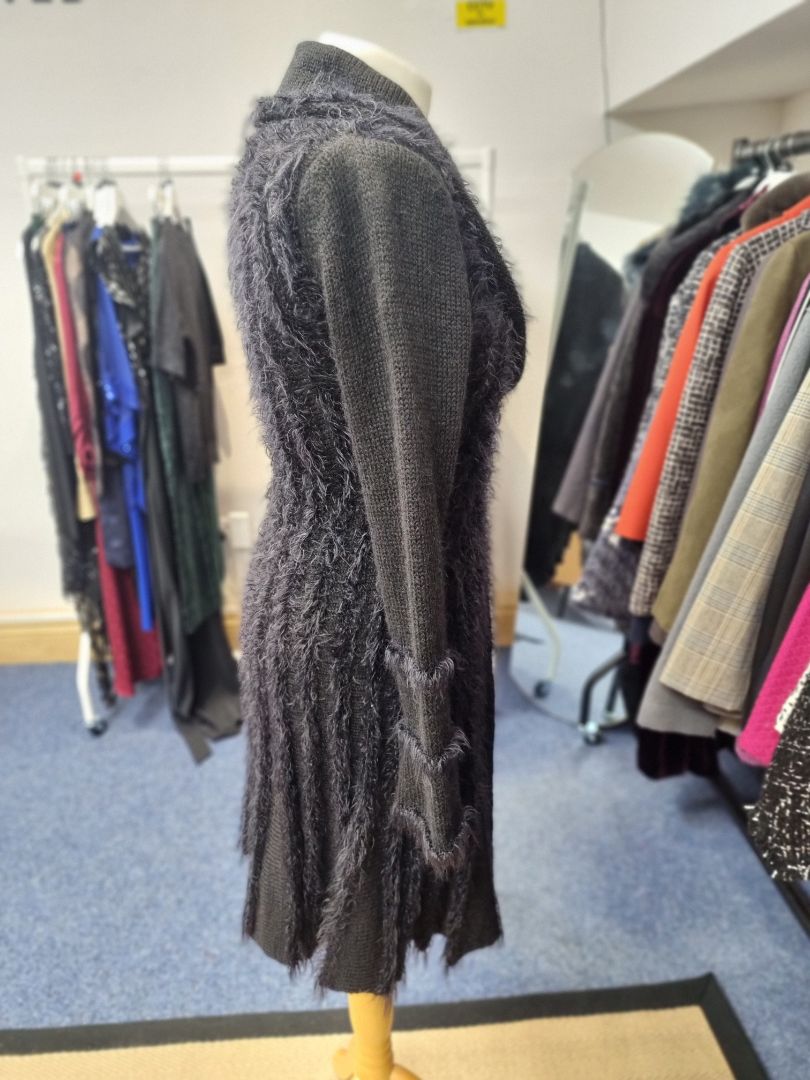 Per Una Black Long Mohair Fluffy Cardigan - Size S