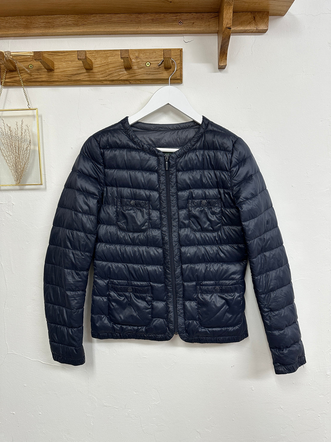 Benetton Navy Down Feather Padded Jacket - Size 10