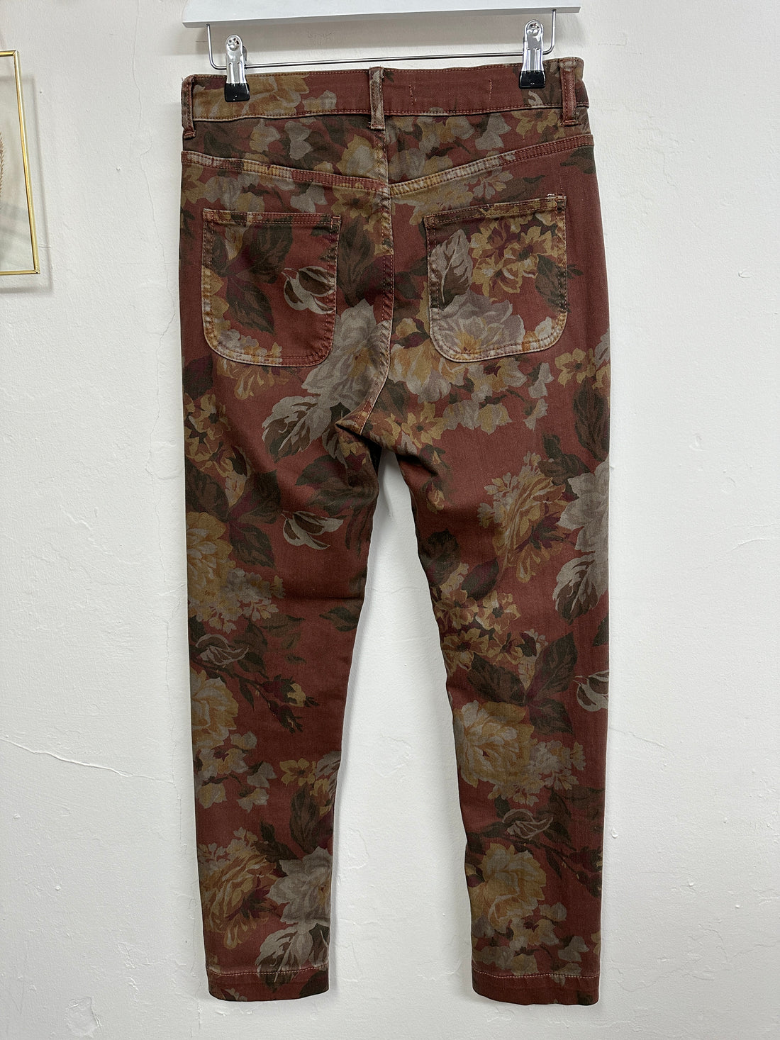 Pilcro & the Letterpress Burgundy Floral Skinny Jeans - Size 10