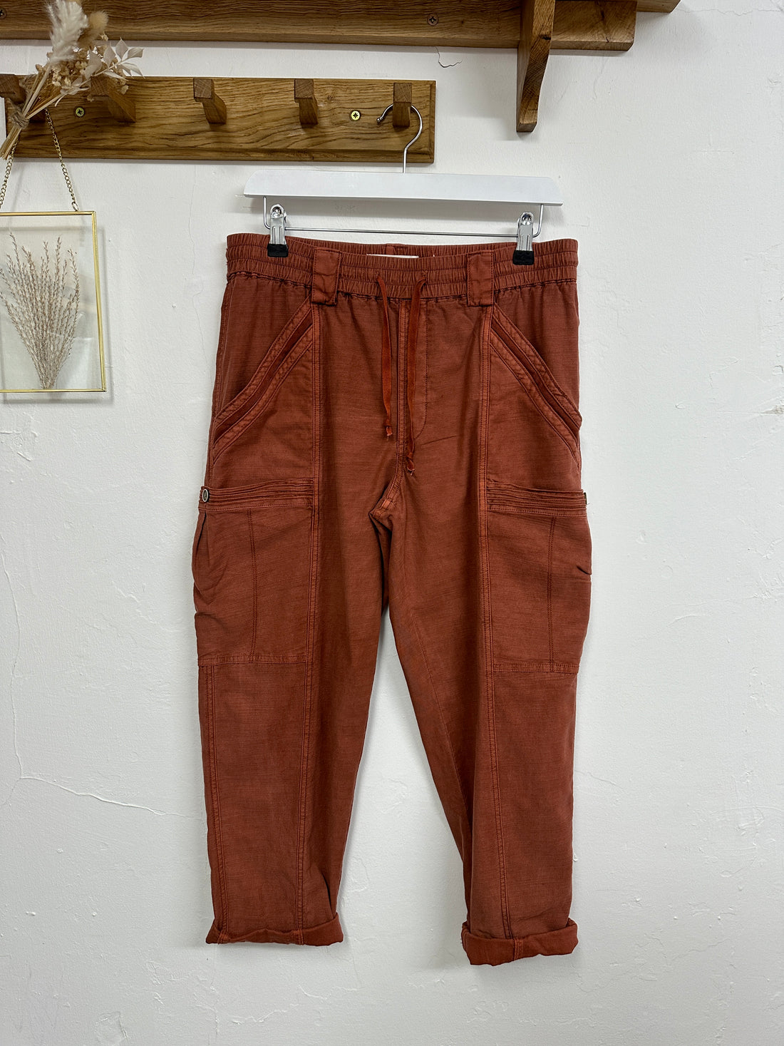 Anthropologie Rust Orange Barrel Leg Pants - Size 10-12