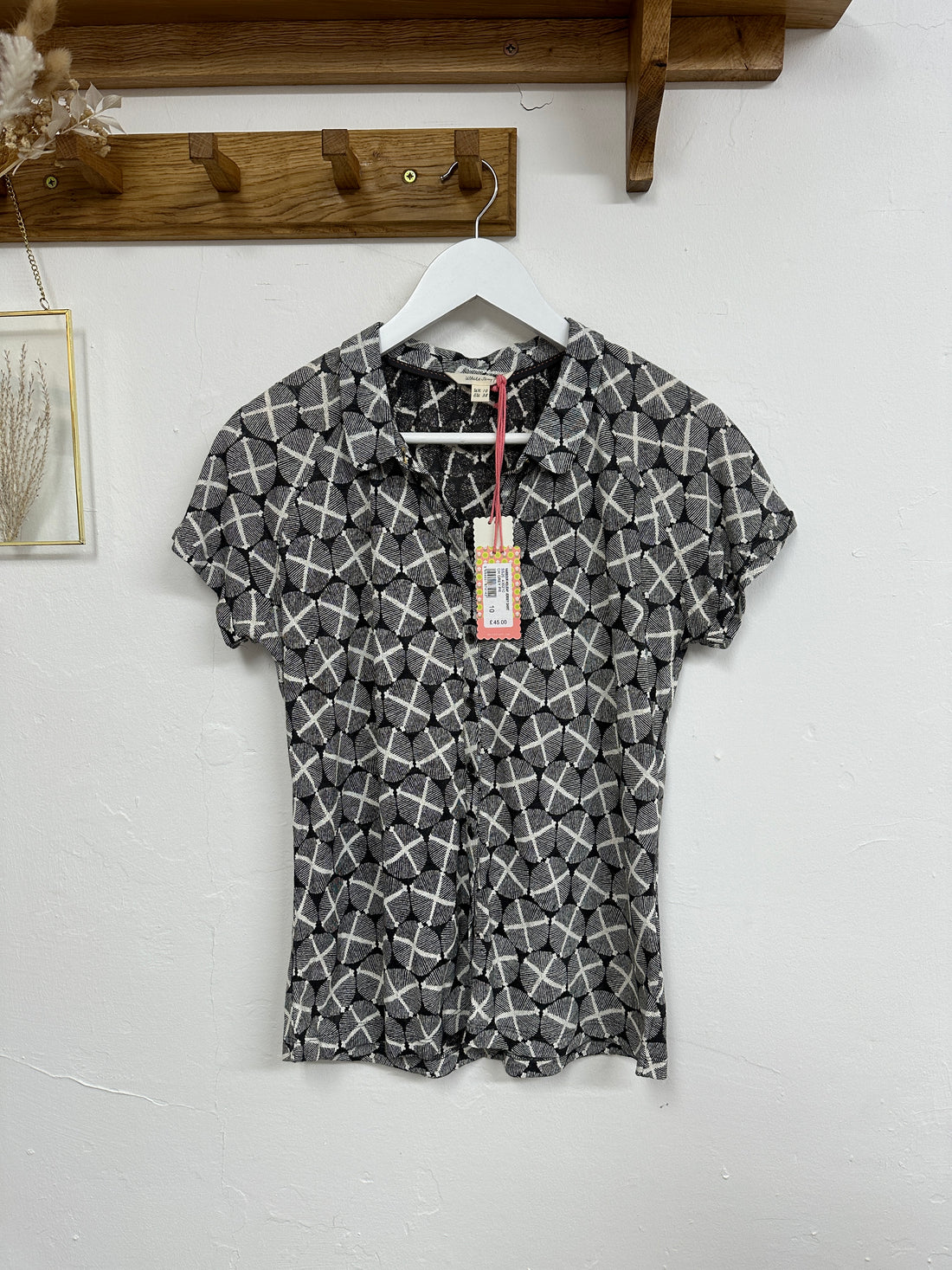 White Stuff Black White Harbour Shirt Top - Size 10