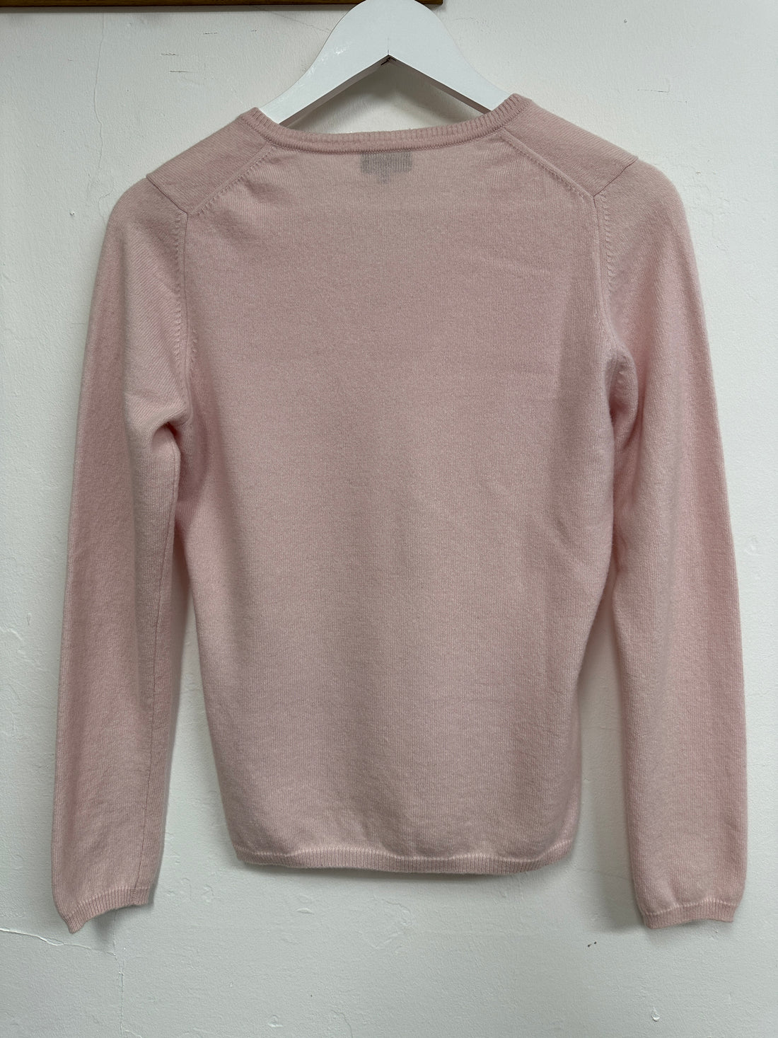 Jaeger Light Pink Cashmere V-Neck Jumper - Size M