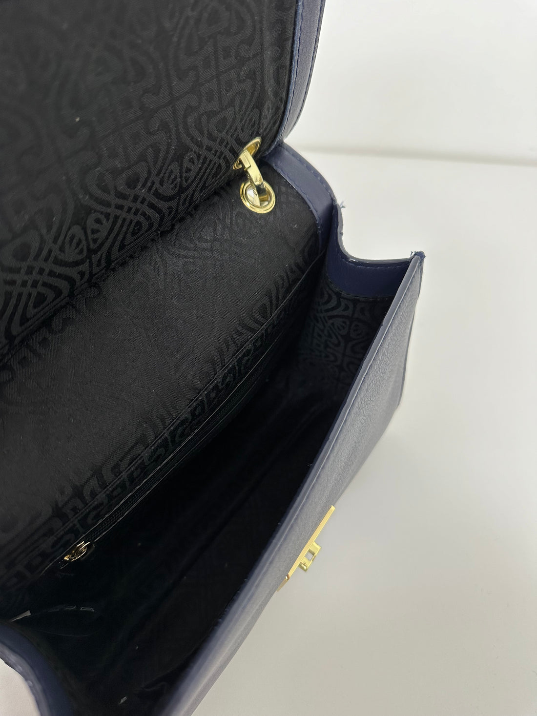 Biba Navy Blue Leather Long Strap Shoulder Bag