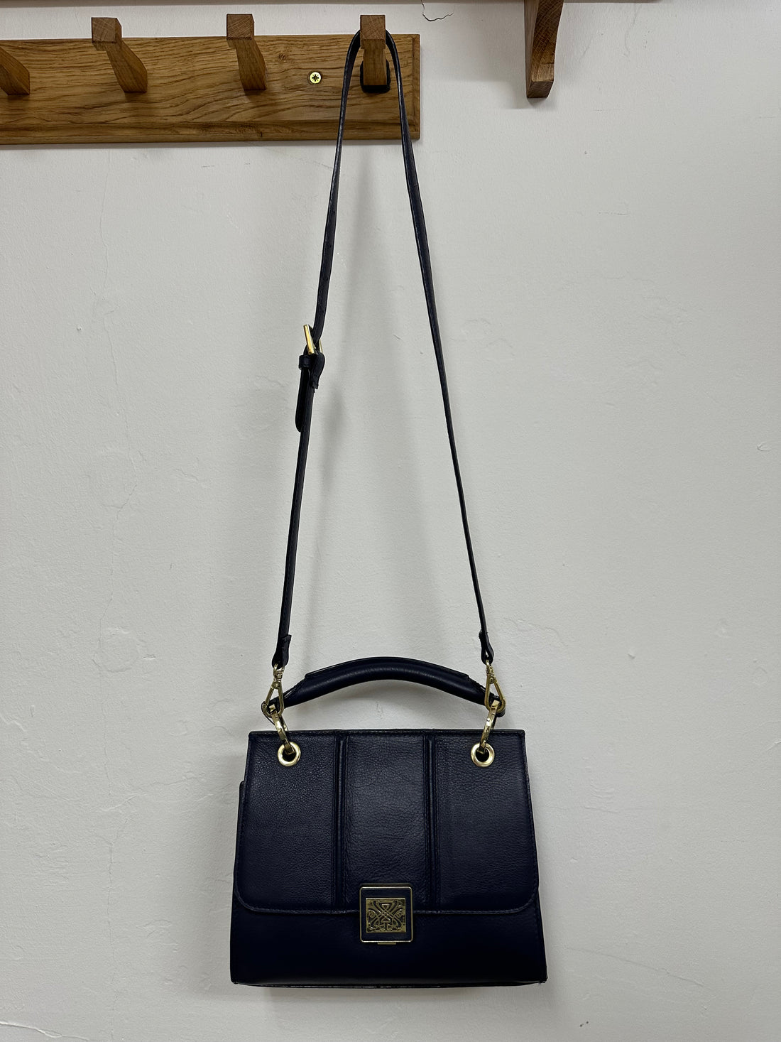 Biba Navy Blue Leather Long Strap Shoulder Bag