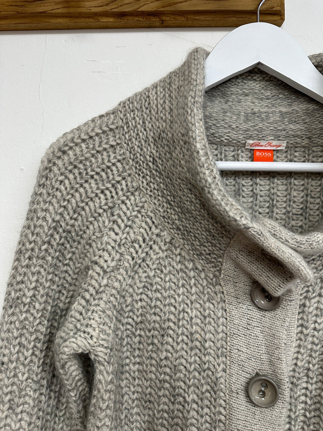 Hugo Boss Grey Chunky Knit Cardigan - Size S