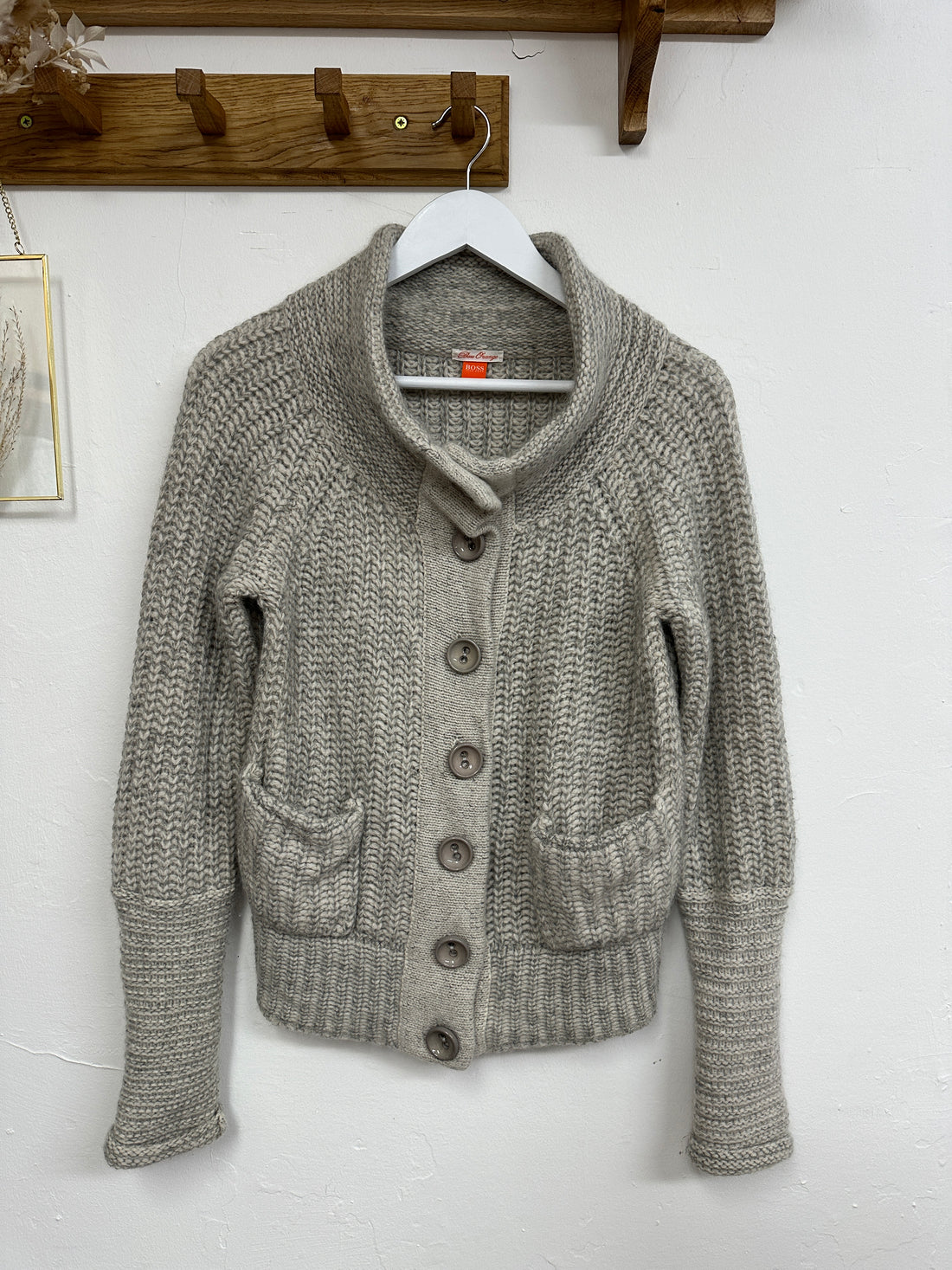 Hugo Boss Grey Chunky Knit Cardigan - Size S