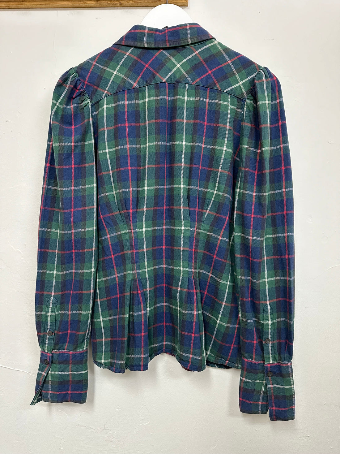 Ralph Lauren Green Blue Rugby Checked Flannel Blouse - Size 10