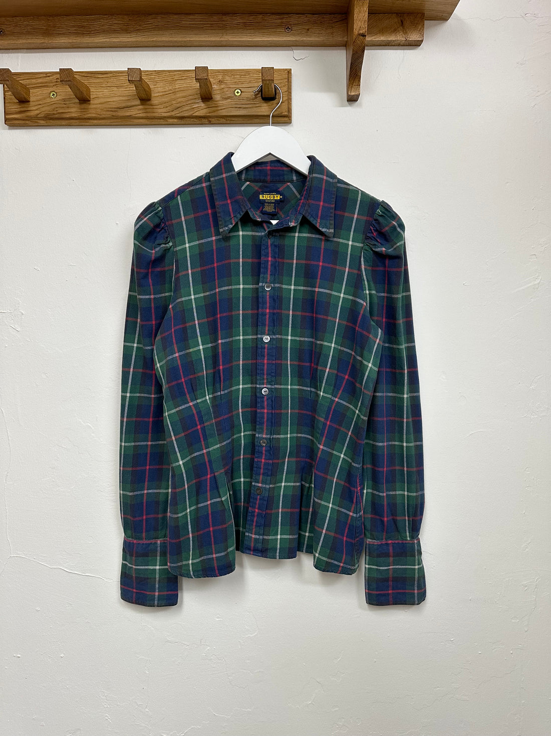 Ralph Lauren Green Blue Rugby Checked Flannel Blouse - Size 10