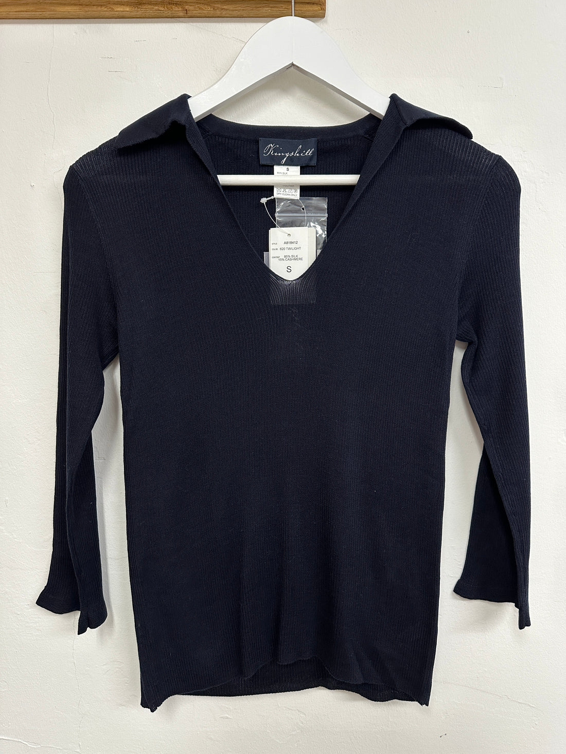 Kingshill Navy Silk Cashmere Top - Size S