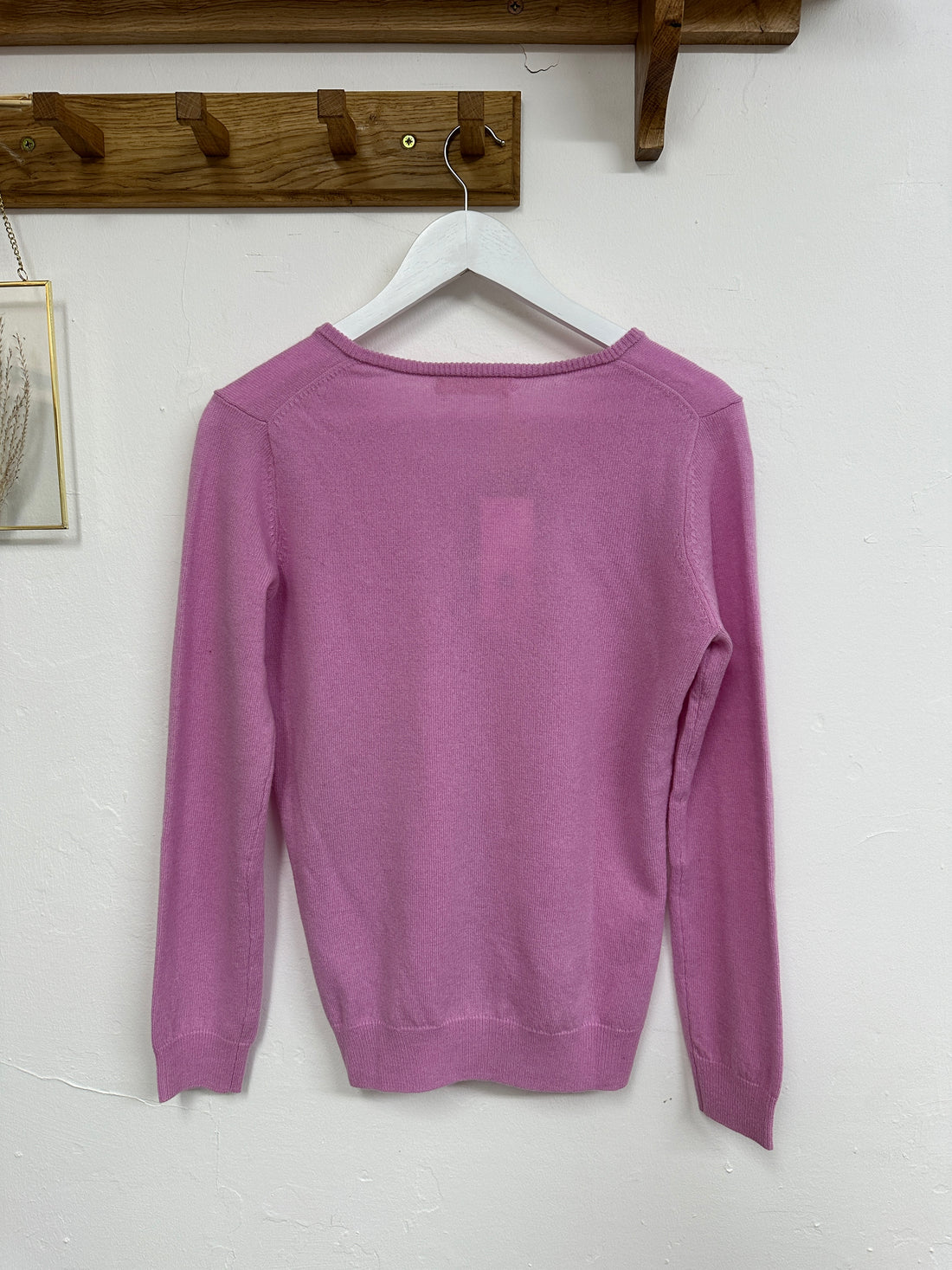 Woolovers Pink Merino & Cashmere Blend Jumper - Size S