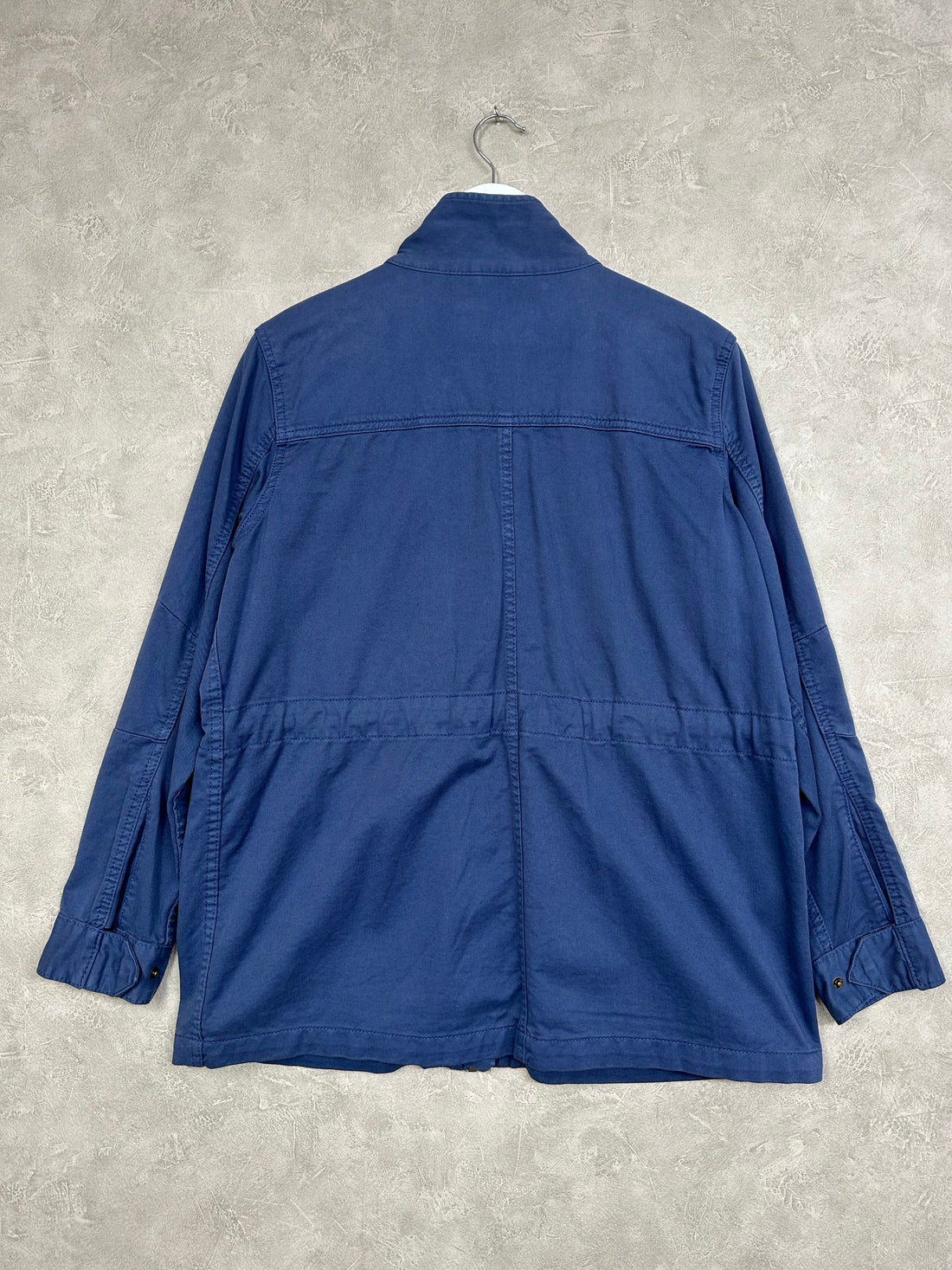 M&S Blue Cotton Rich Waisted Utility Jacket - Size 12