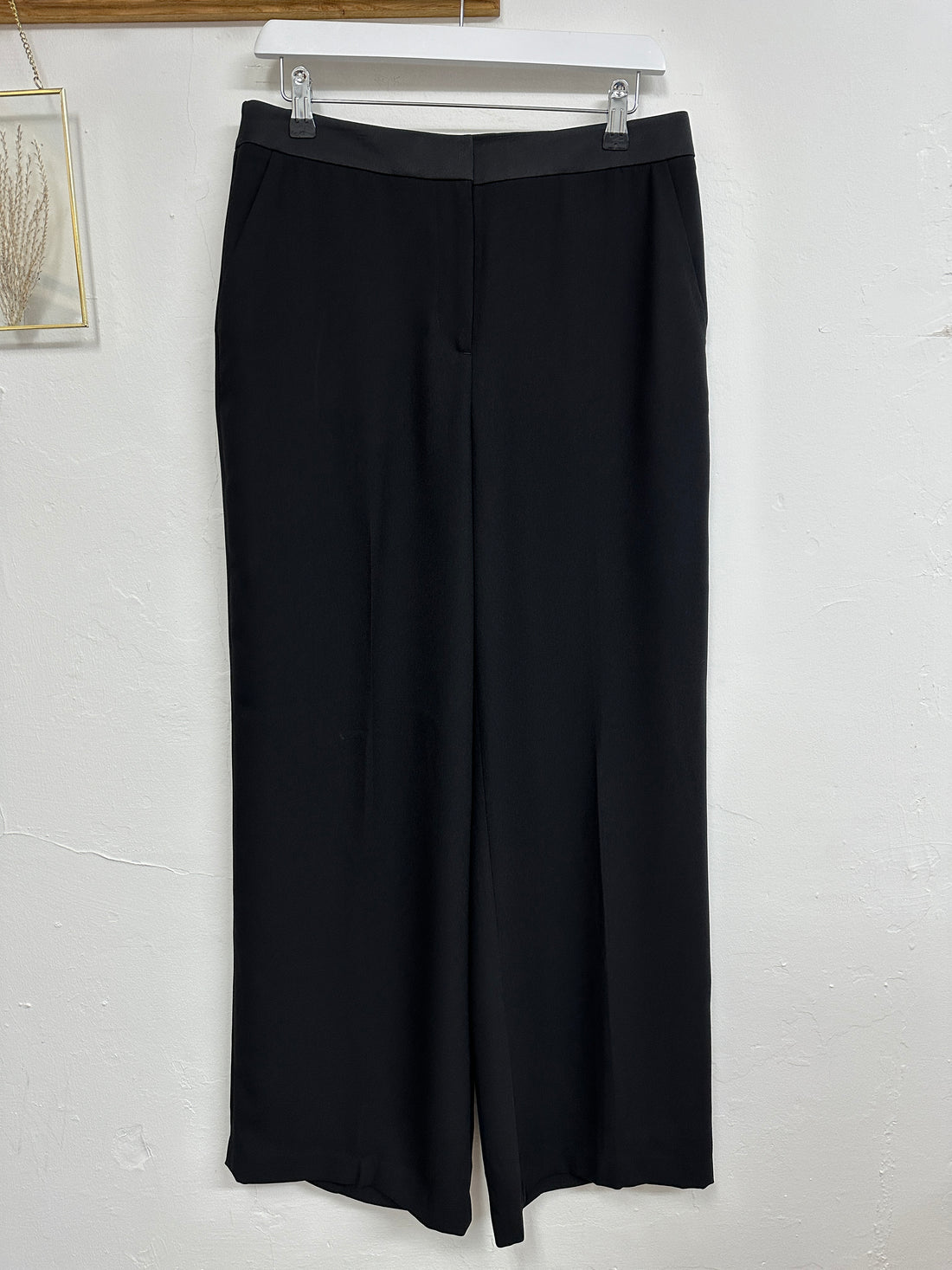 Boden Black Wide Leg Pleat Trousers - Size 12