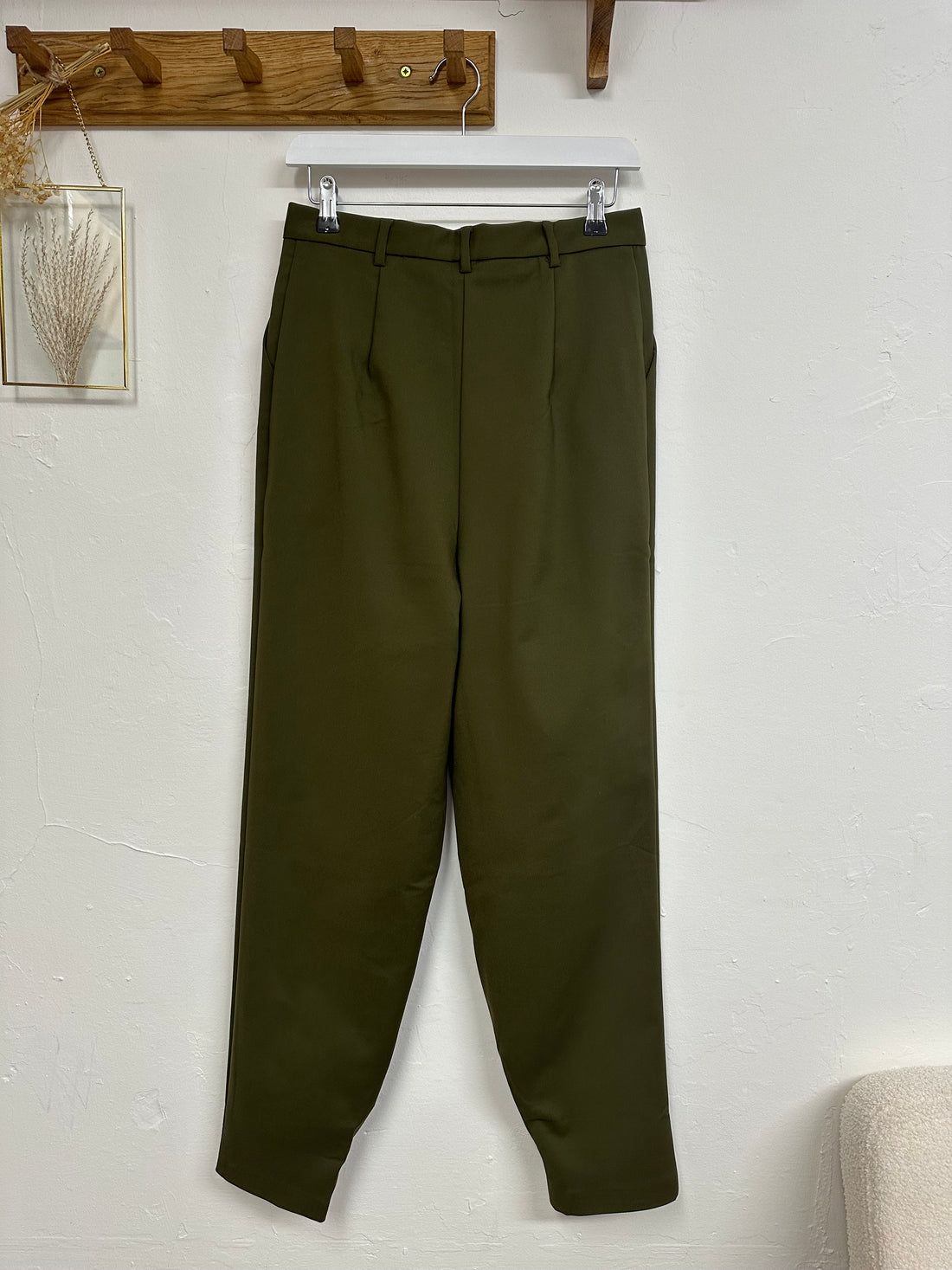 Sundarbay Khaki Green Tapered High Waisted Trousers - Size 10