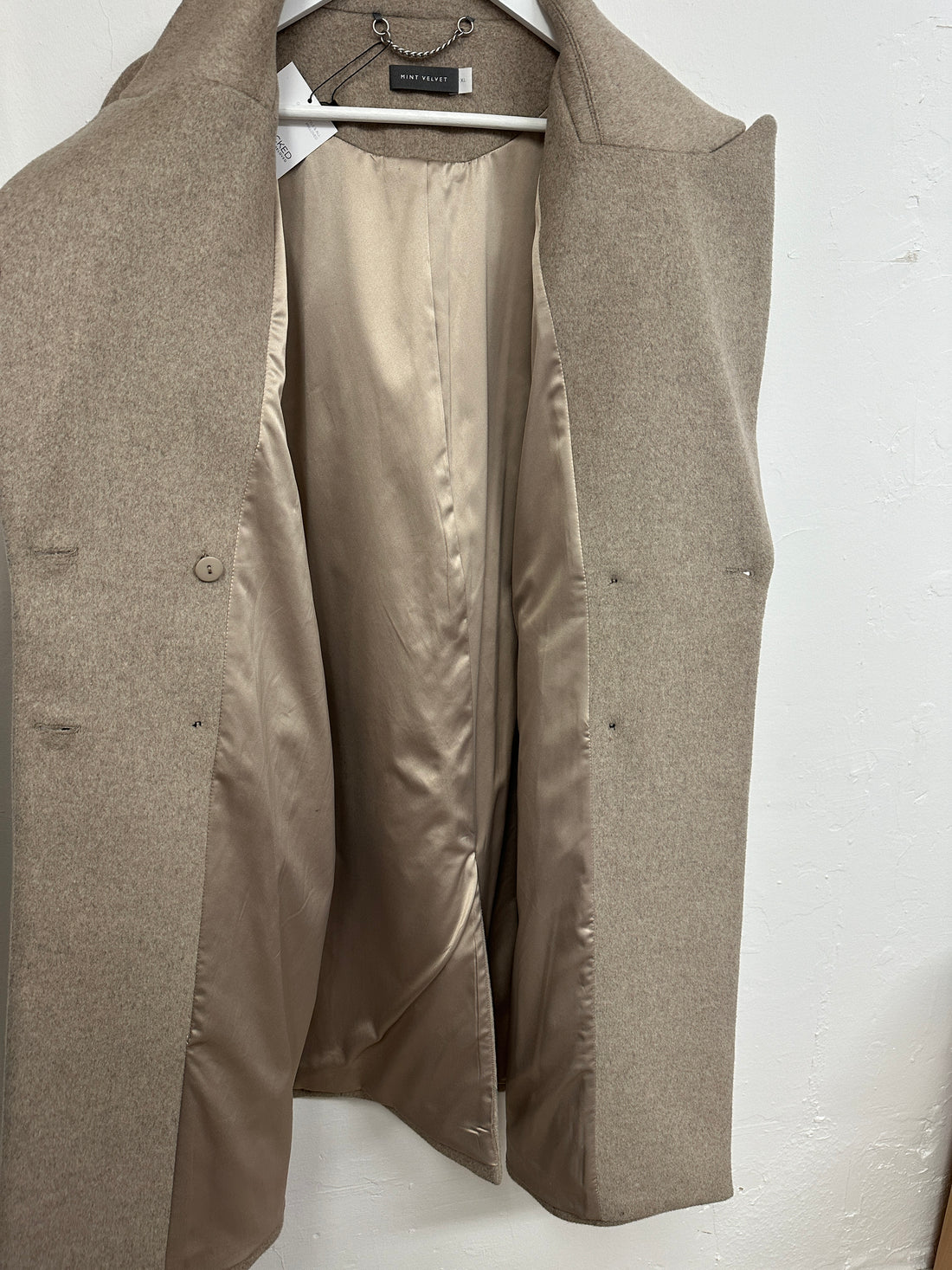 Mint Velvet Beige Double Breasted Coat - Size XL