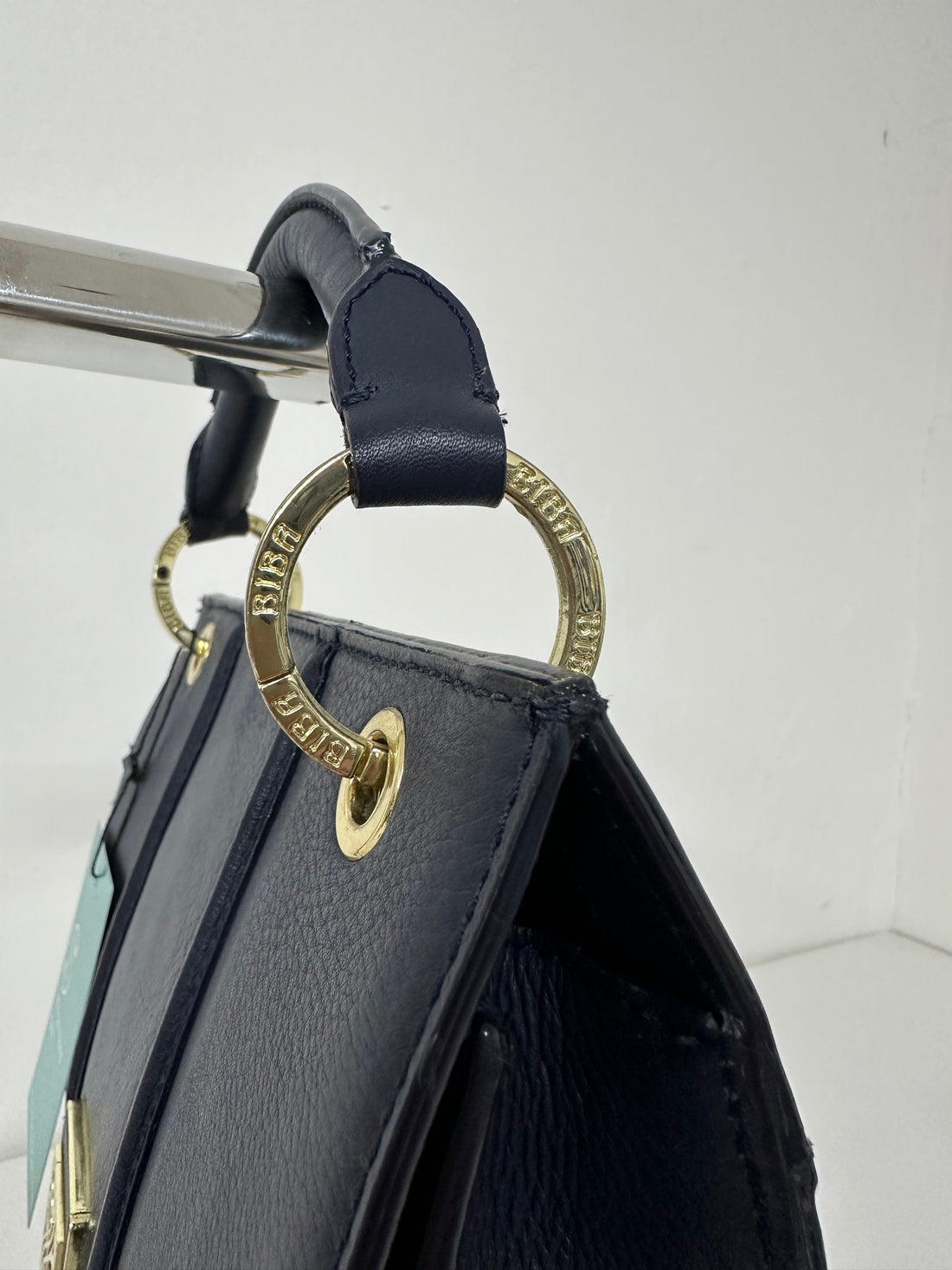 Biba Navy Blue Leather Long Strap Shoulder Bag