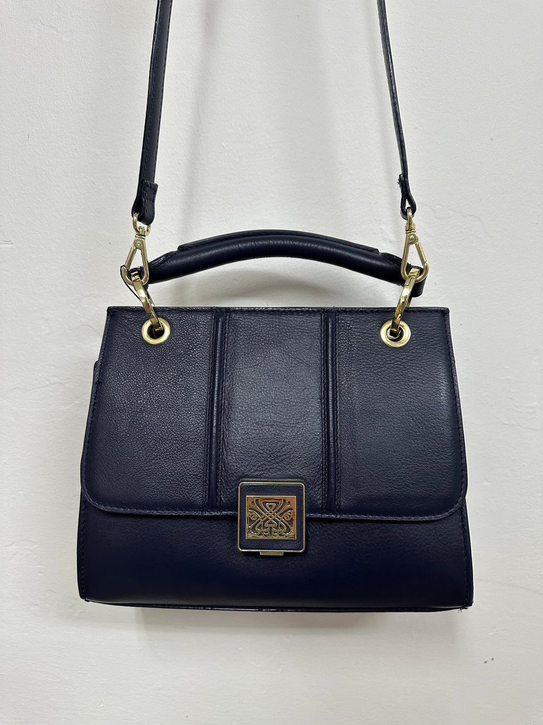 Biba Navy Blue Leather Long Strap Shoulder Bag