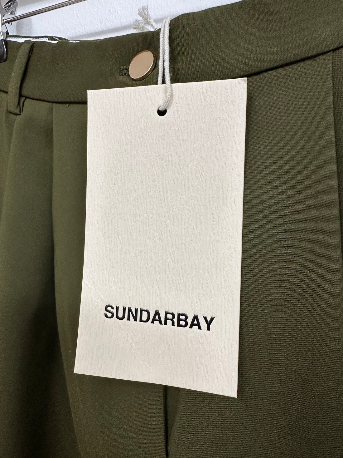 Sundarbay Khaki Green Tapered High Waisted Trousers - Size 10