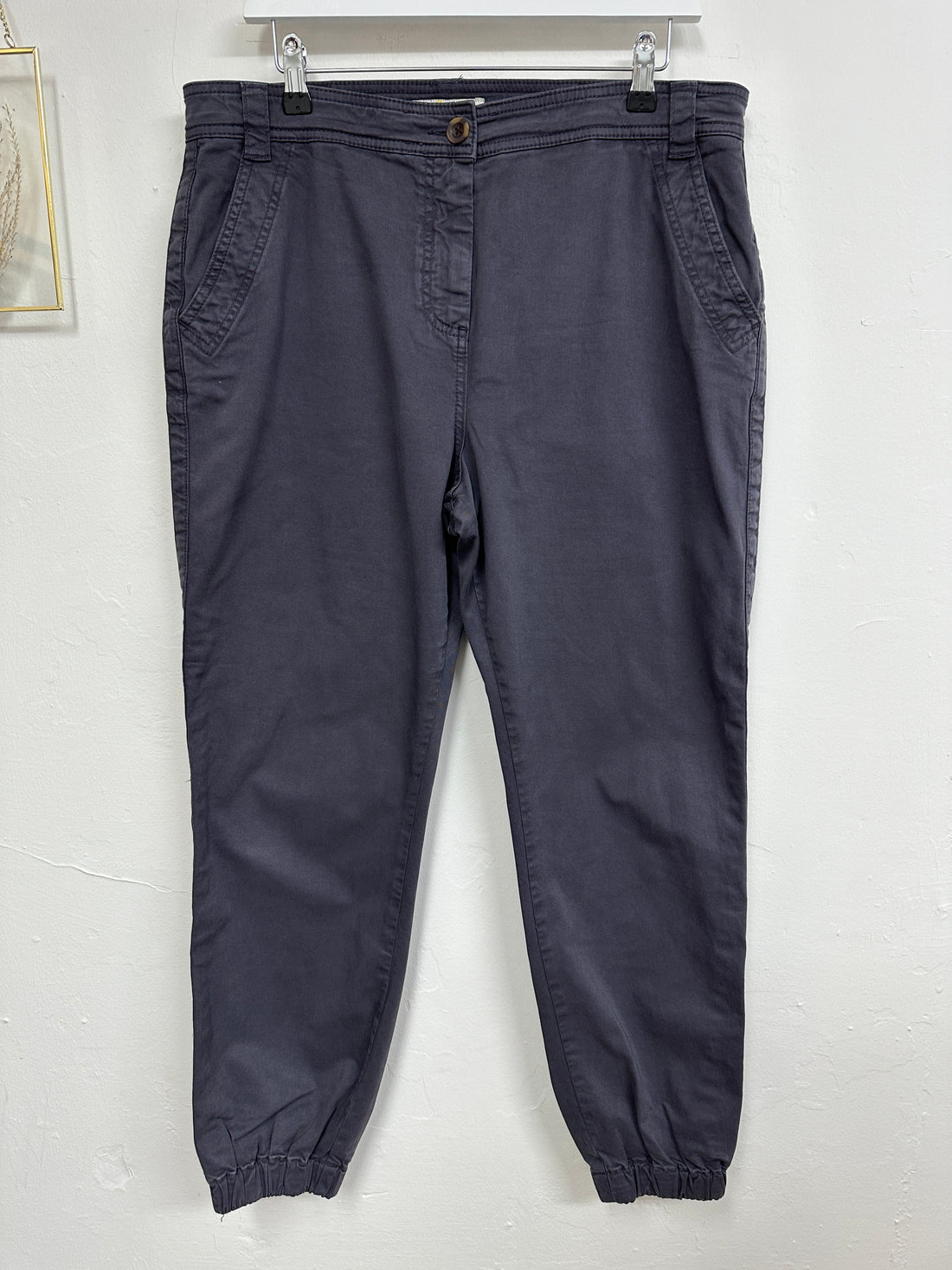 Boden Slate Grey Gathered Cuff Trousers - Size 14