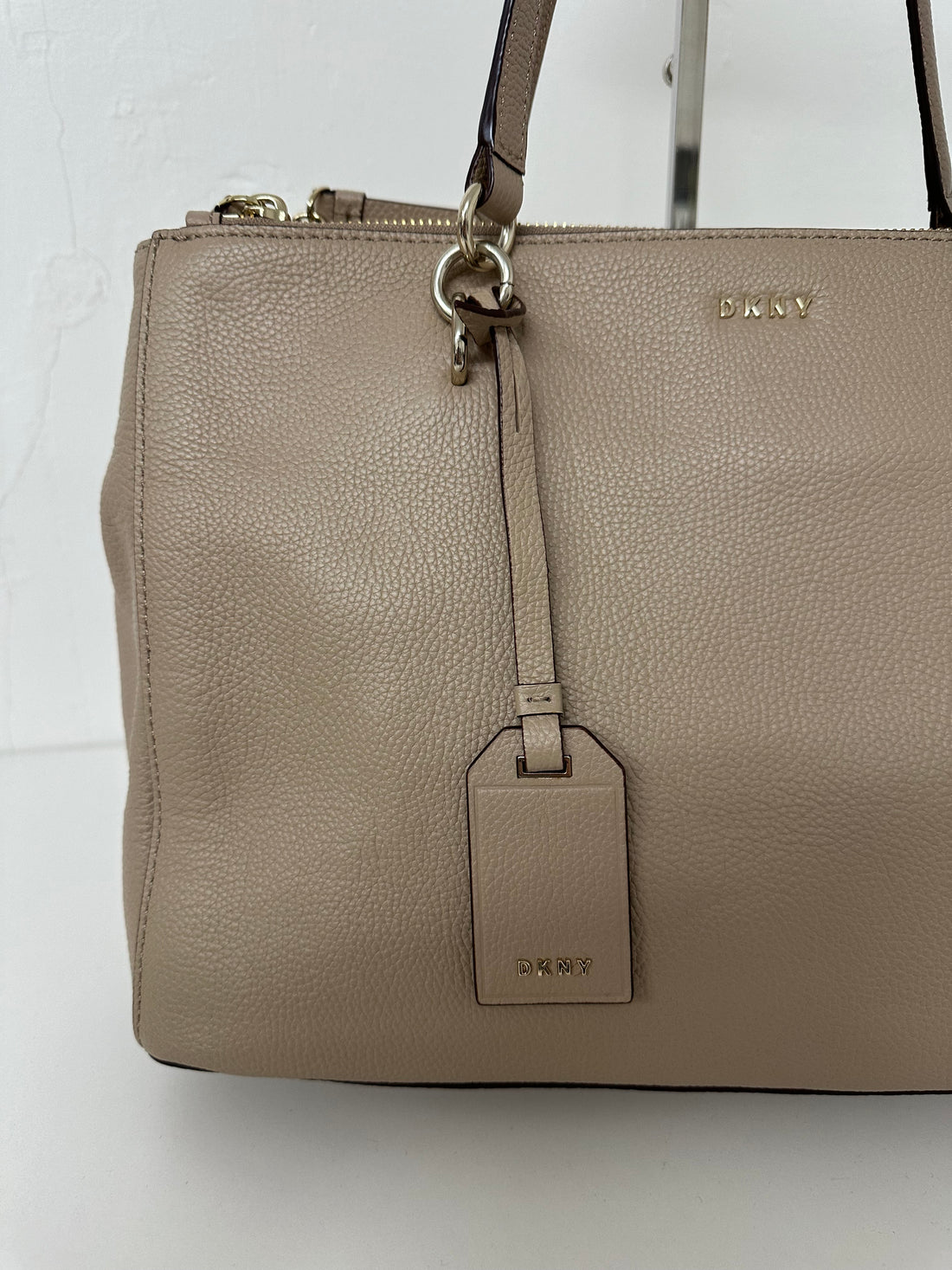 DKNY Beige Pebble Leather Large Shopper Handbag