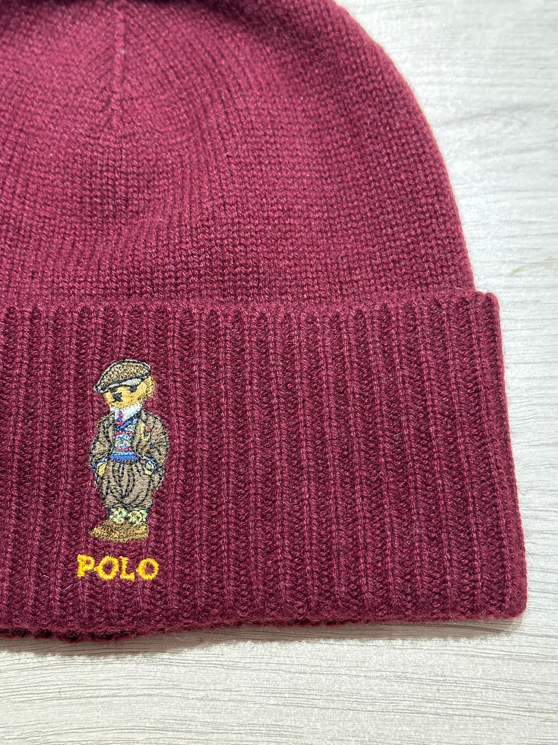 Polo Ralph Lauren Maroon Bear Knit Beanie Hat