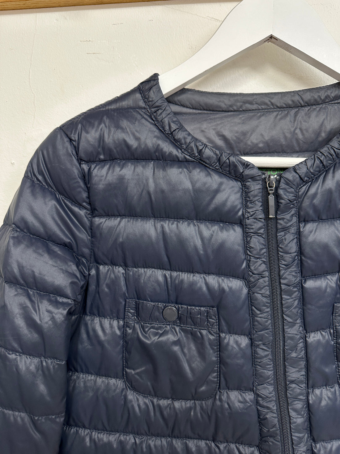 Benetton Navy Down Feather Padded Jacket - Size 10