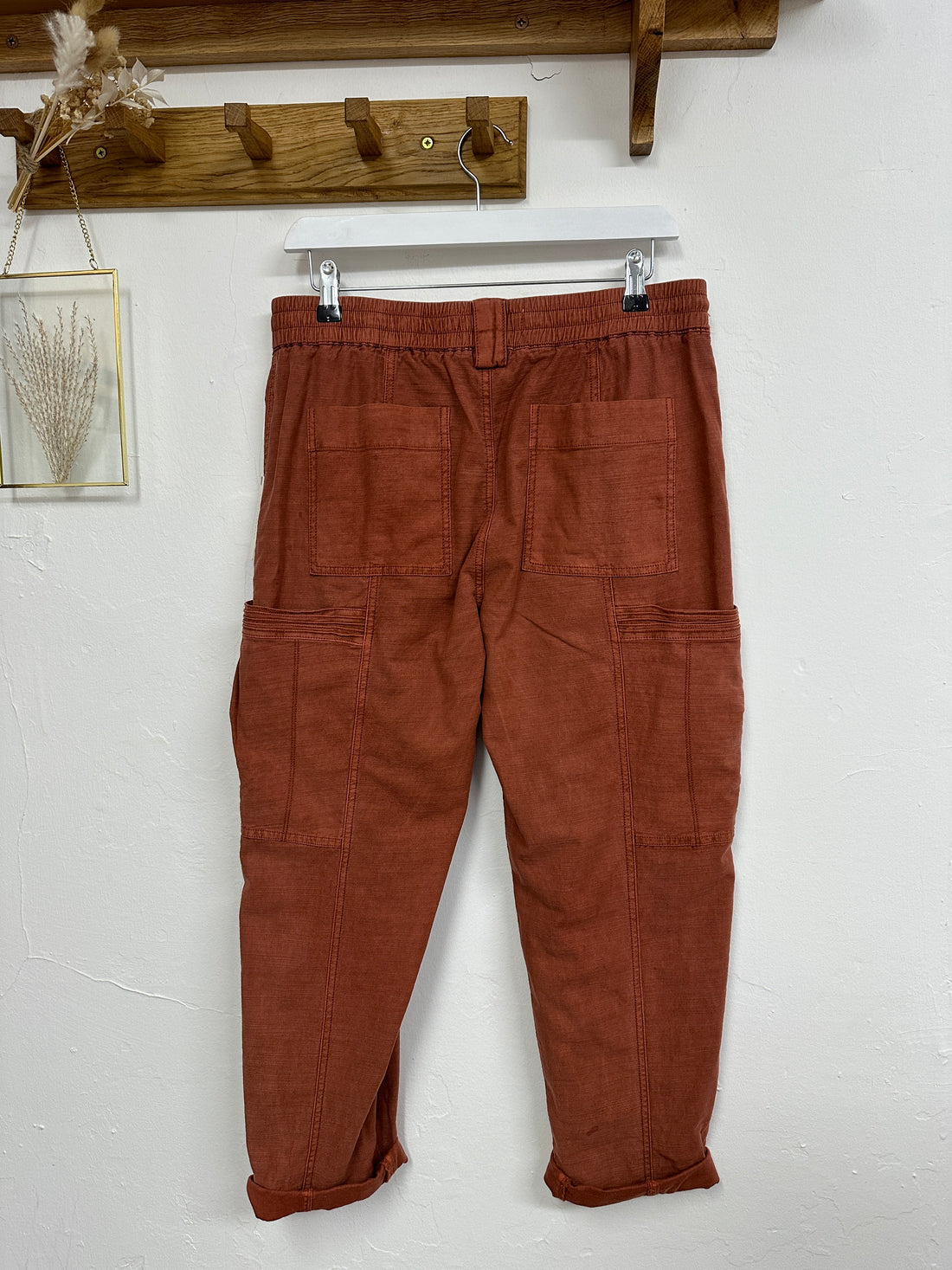 Anthropologie Rust Orange Barrel Leg Pants - Size 10-12