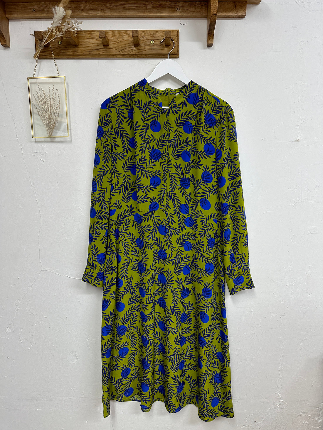 The Fold Green Silk Midi Dress - Size 16