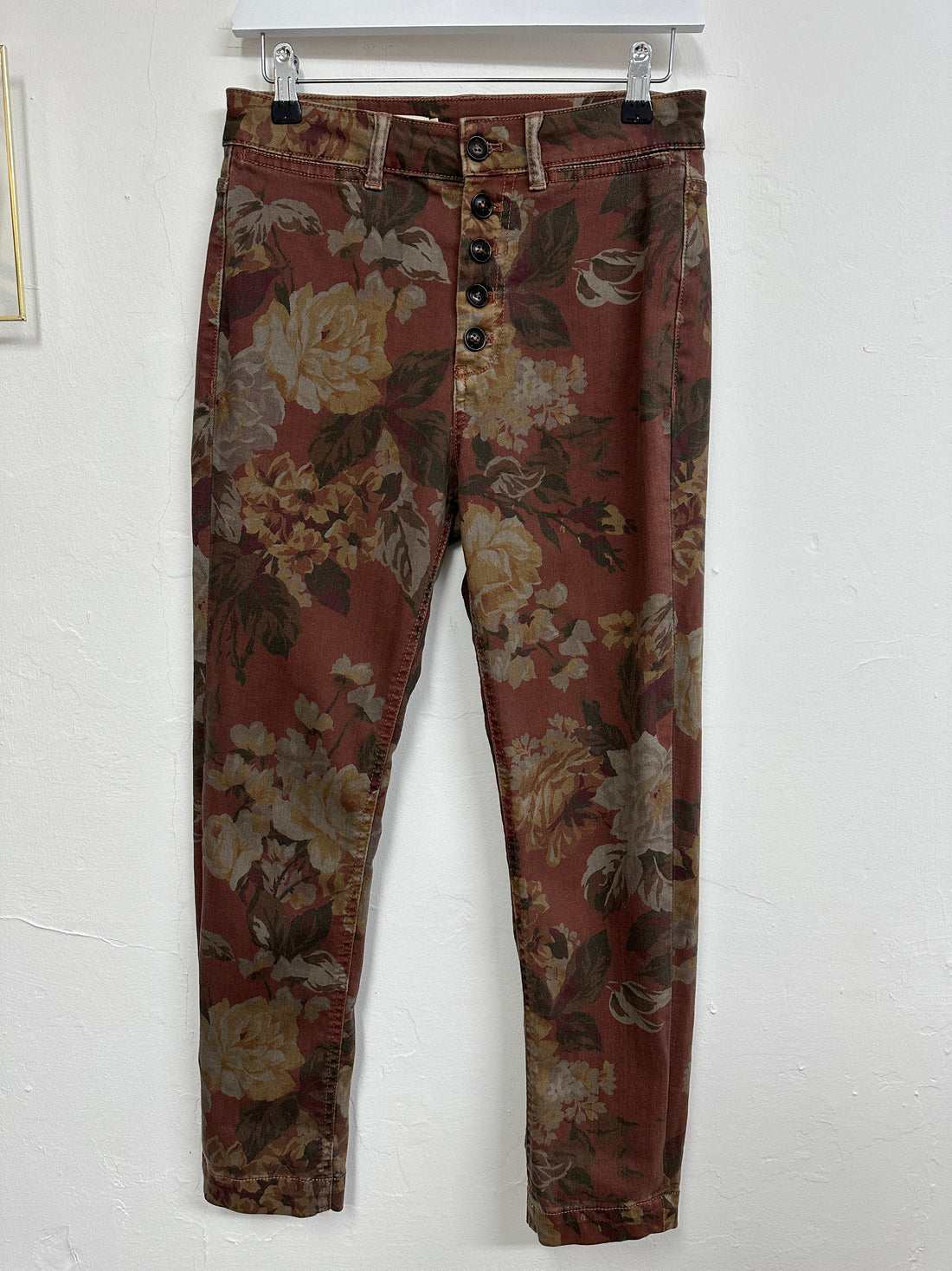 Pilcro & the Letterpress Burgundy Floral Skinny Jeans - Size 10