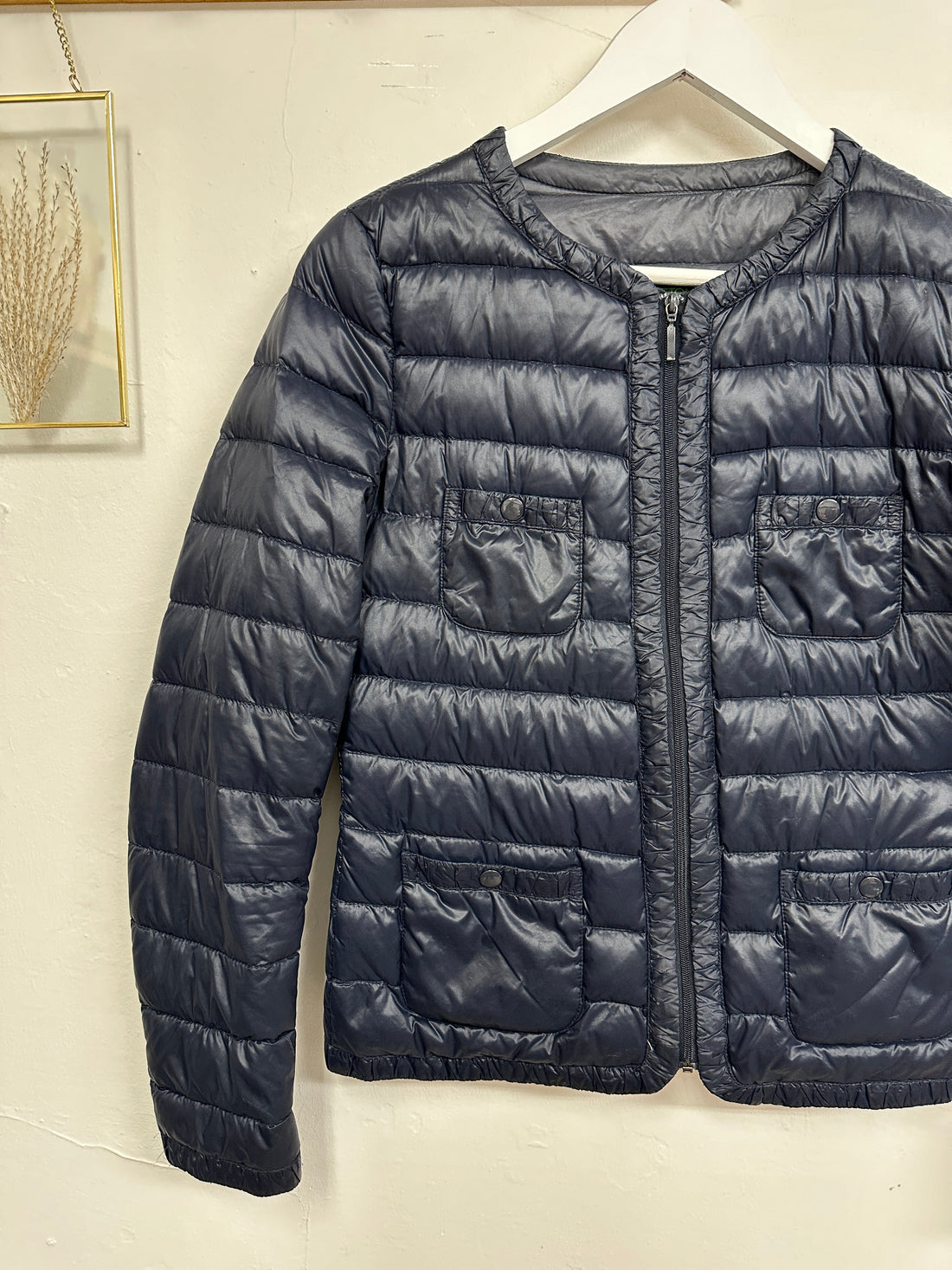 Benetton Navy Down Feather Padded Jacket - Size 10