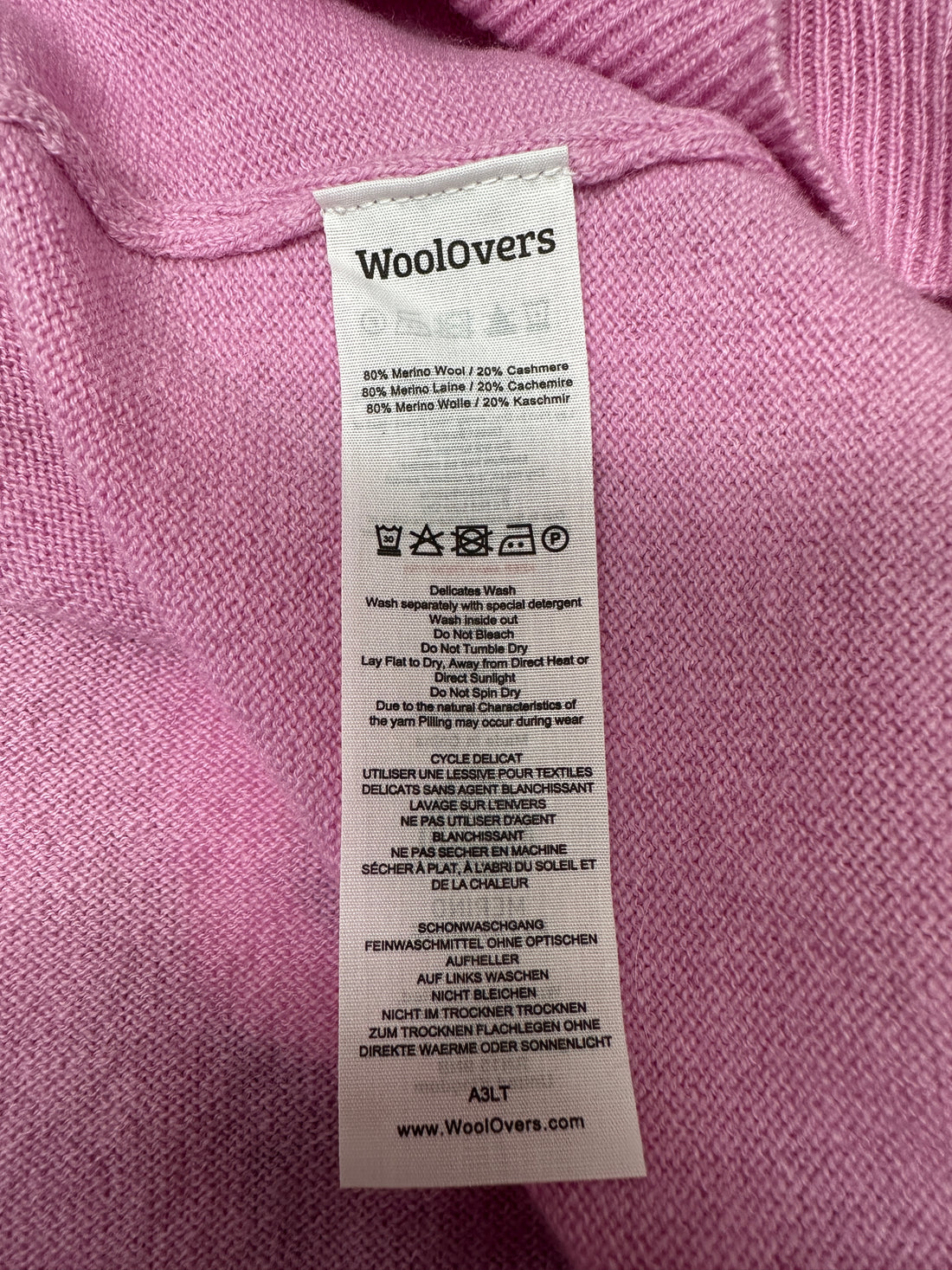 Woolovers Pink Merino & Cashmere Blend Jumper - Size S