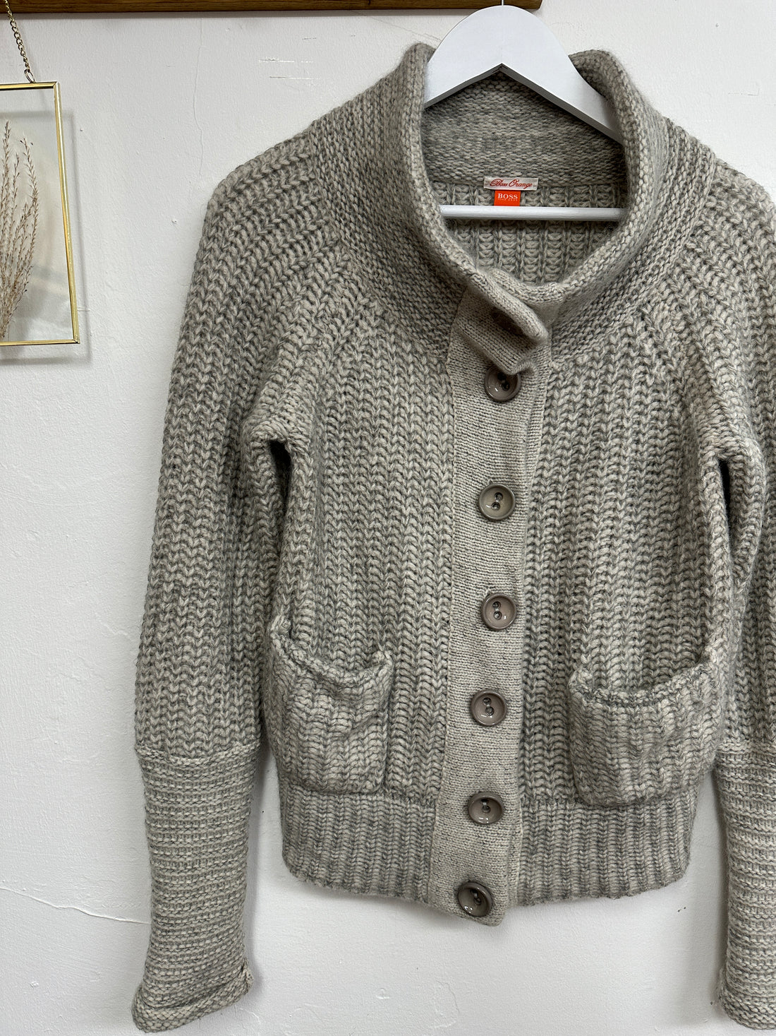 Hugo Boss Grey Chunky Knit Cardigan - Size S