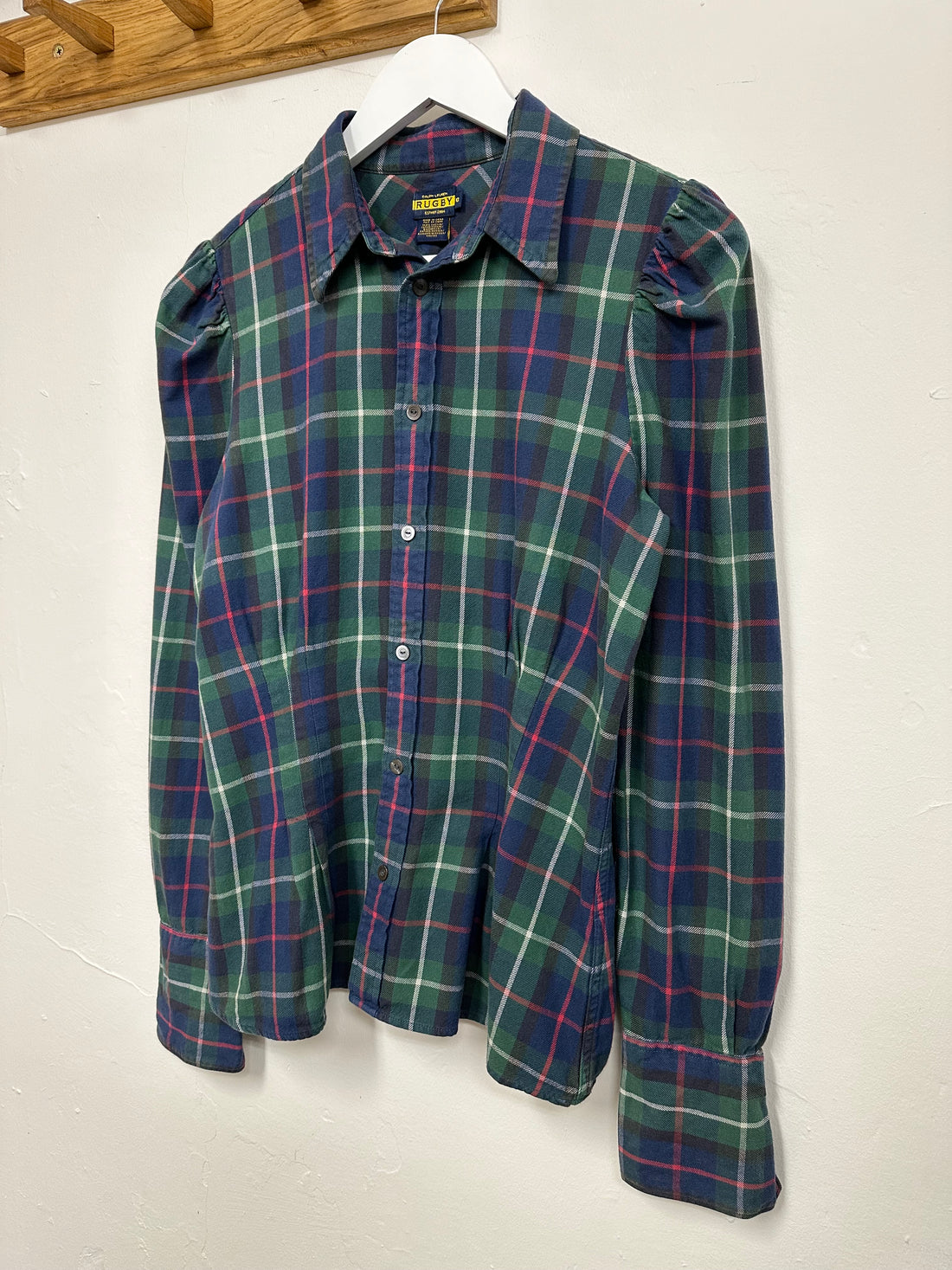 Ralph Lauren Green Blue Rugby Checked Flannel Blouse - Size 10