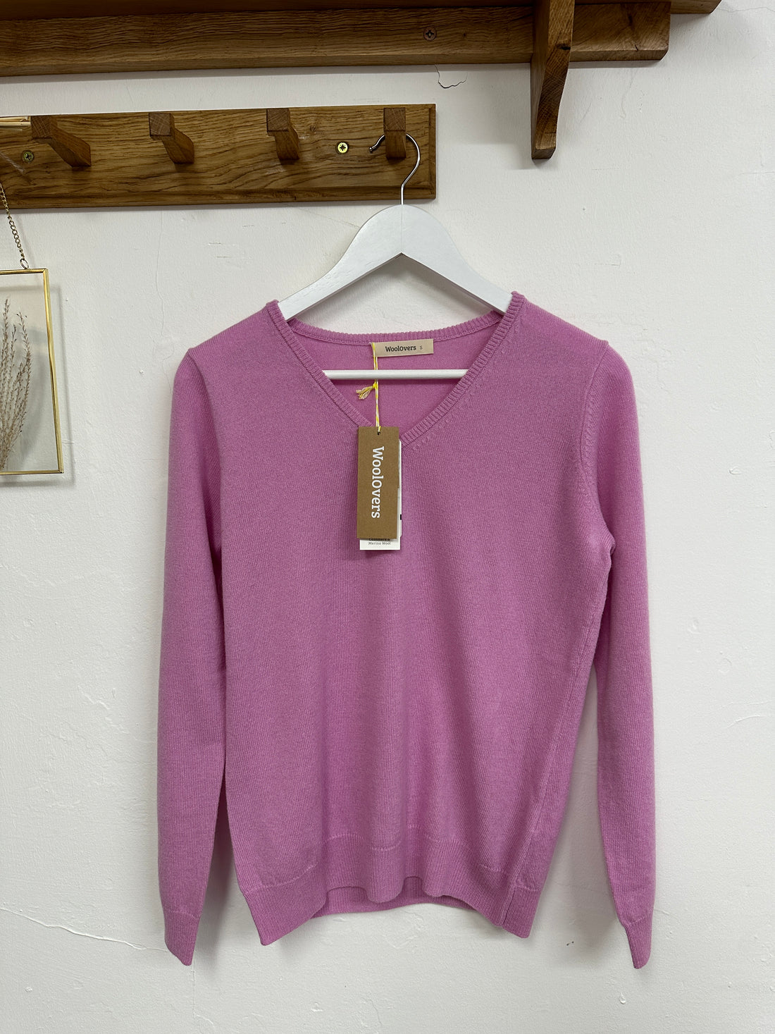 Woolovers Pink Merino & Cashmere Blend Jumper - Size S