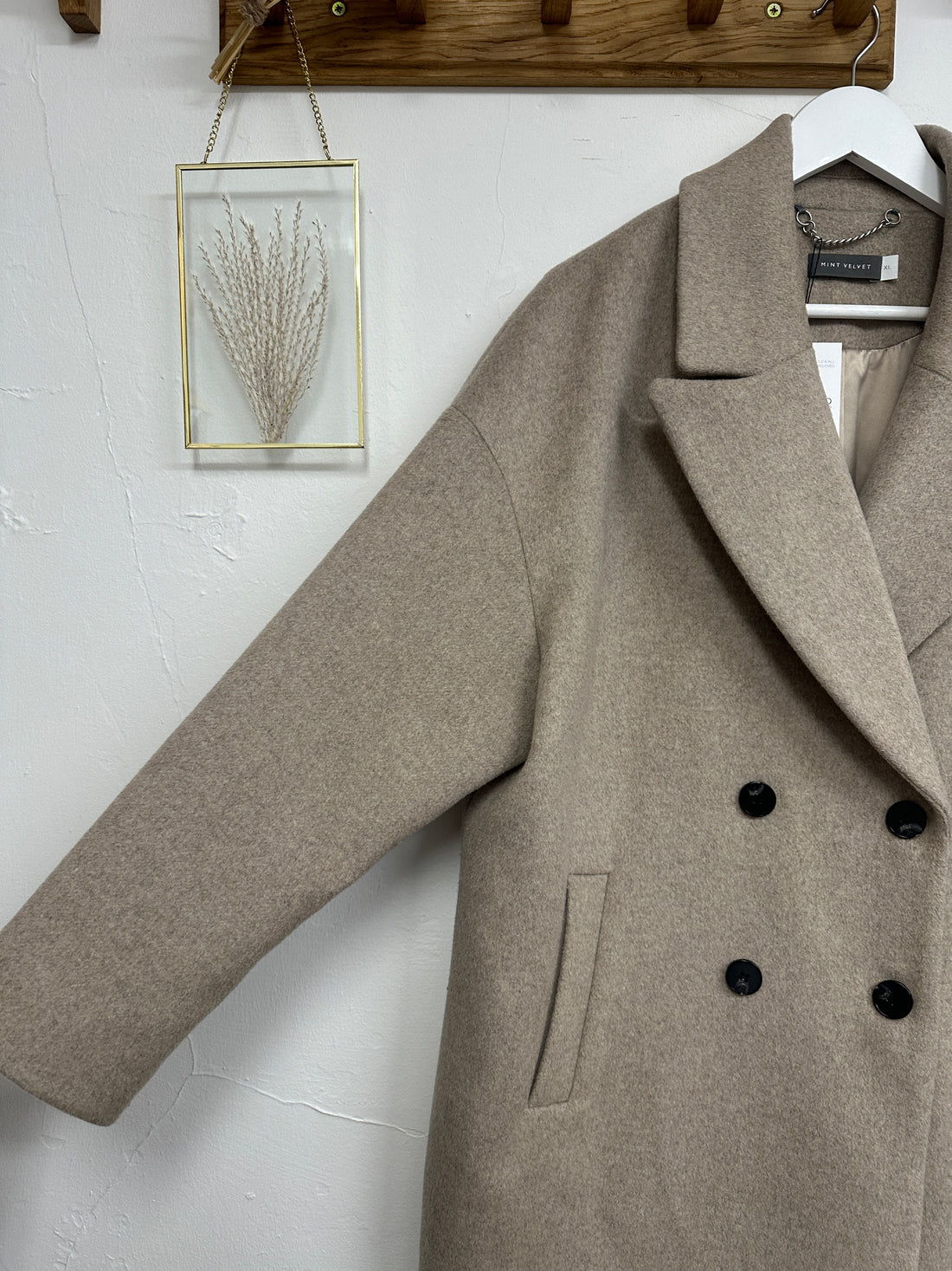 Mint Velvet Beige Double Breasted Coat - Size XL