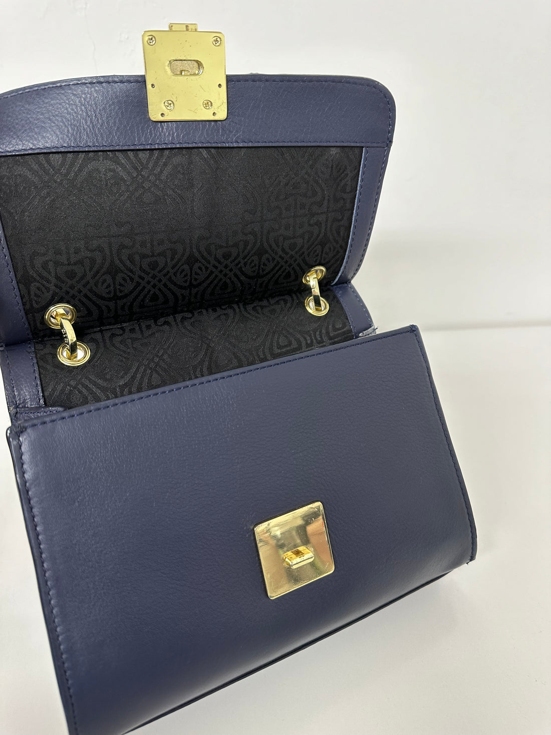 Biba Navy Blue Leather Long Strap Shoulder Bag